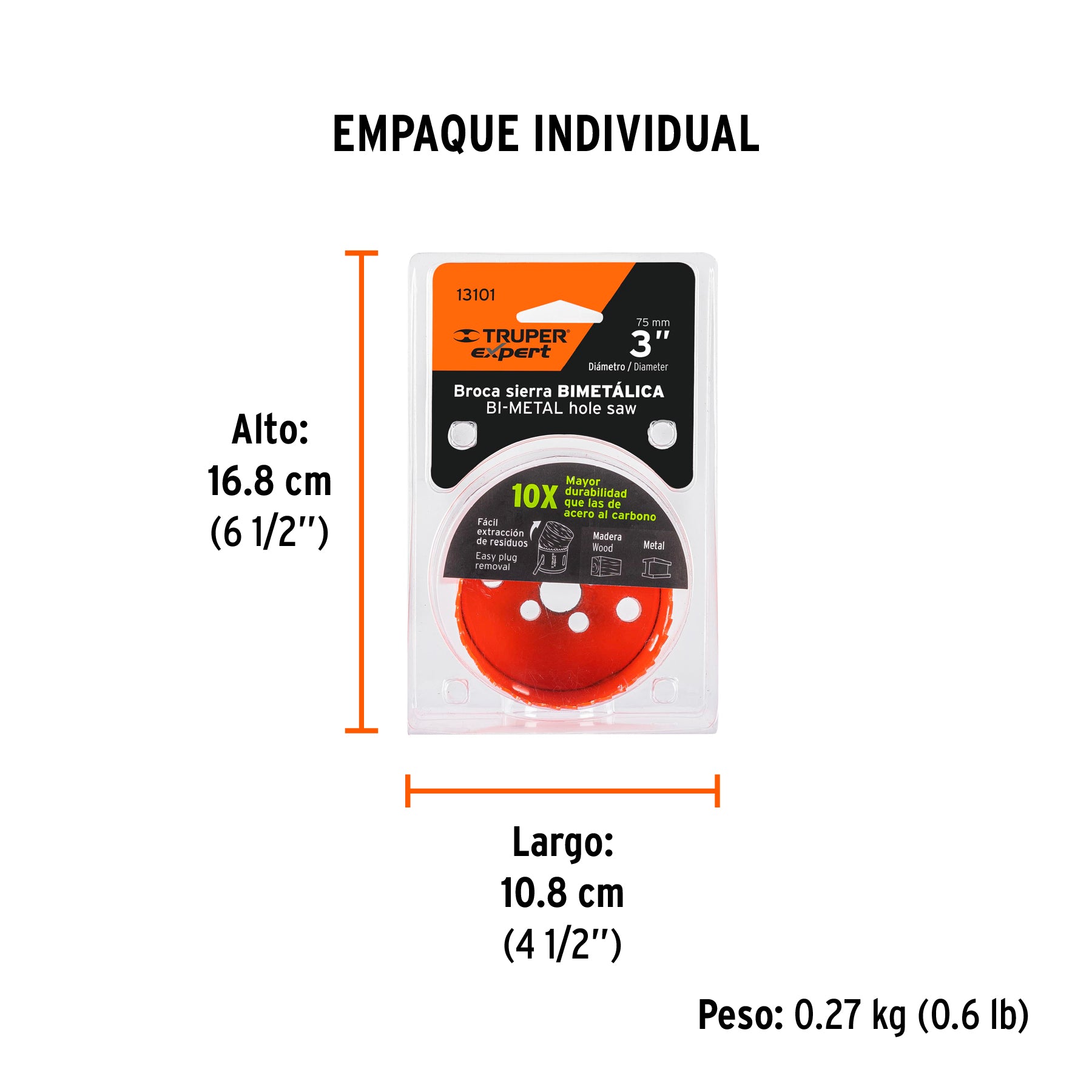 Brocasierra bimetálica 3", TRUPER EXPERT - Empaque