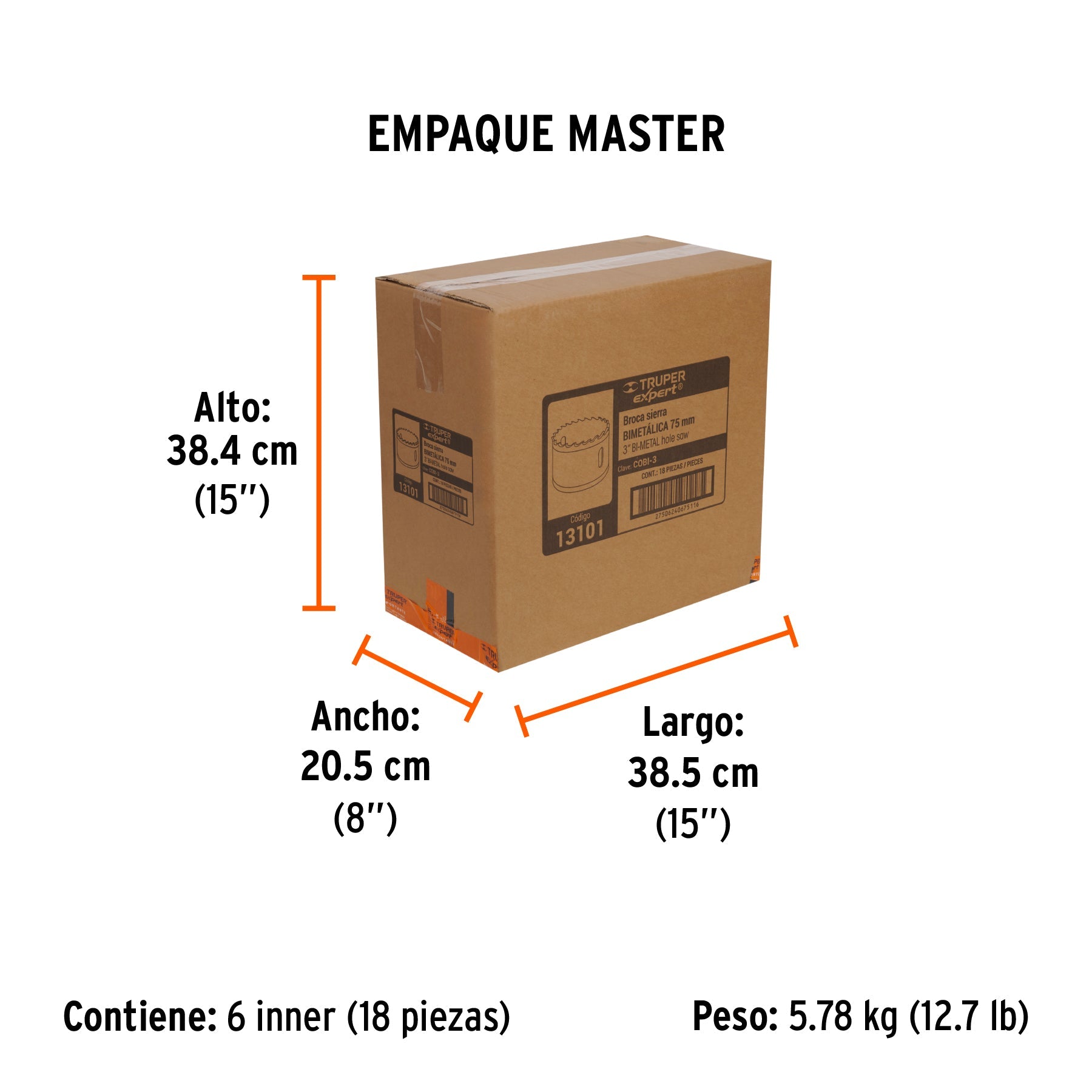 Brocasierra bimetálica 3", TRUPER EXPERT - Empaque