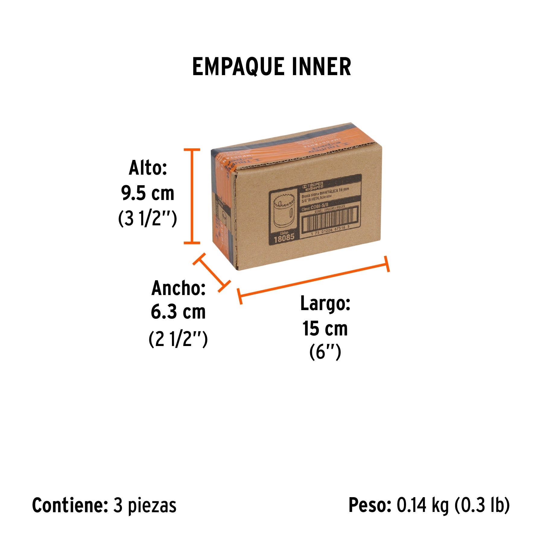 Brocasierra bimetálica 5/8", TRUPER EXPERT - Empaque