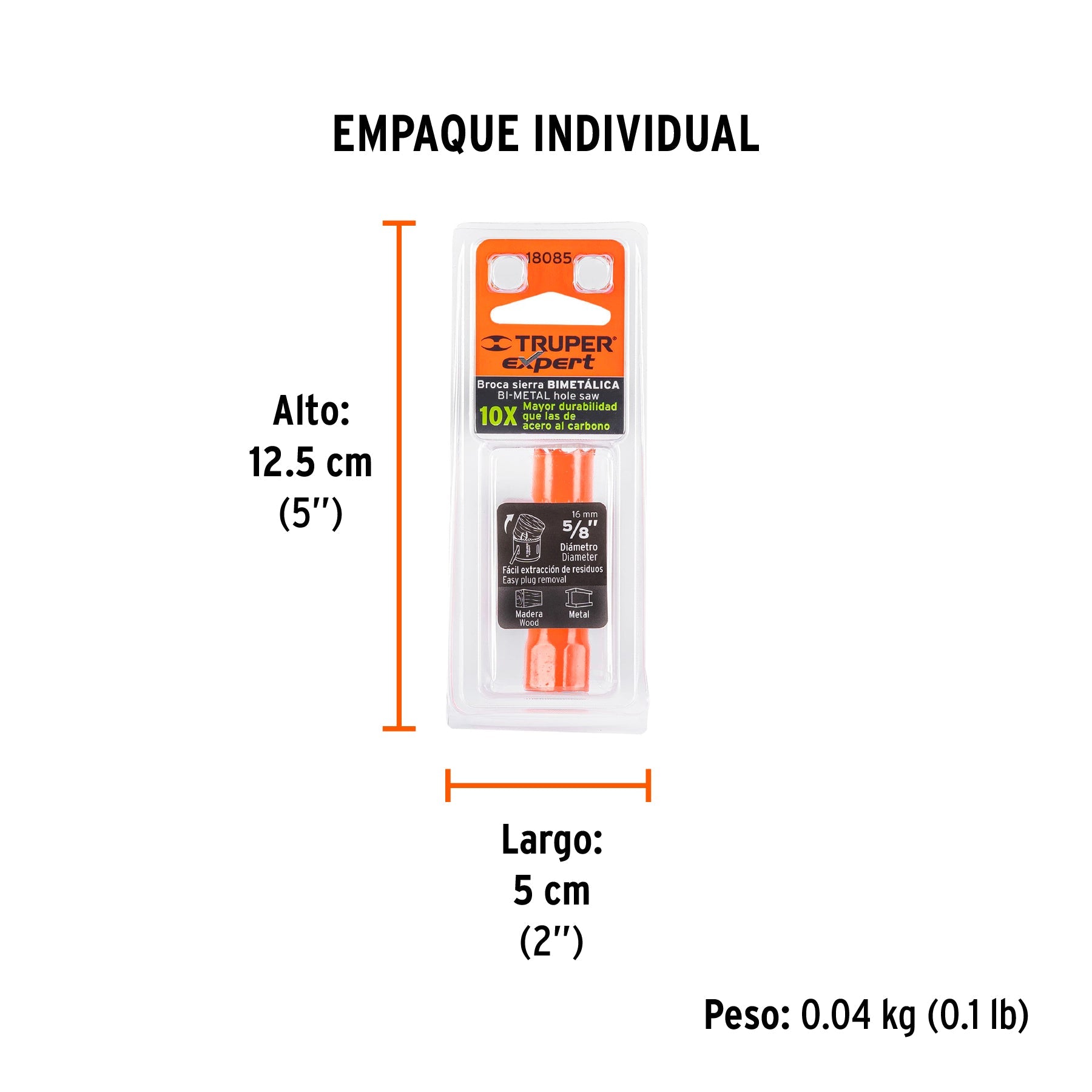Brocasierra bimetálica 5/8", TRUPER EXPERT - Empaque