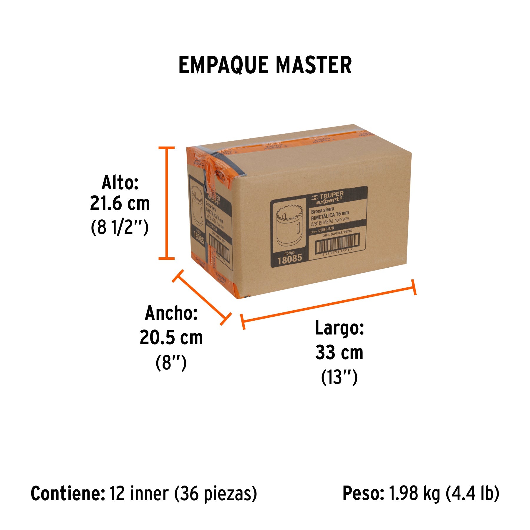 Brocasierra bimetálica 5/8", TRUPER EXPERT - Empaque