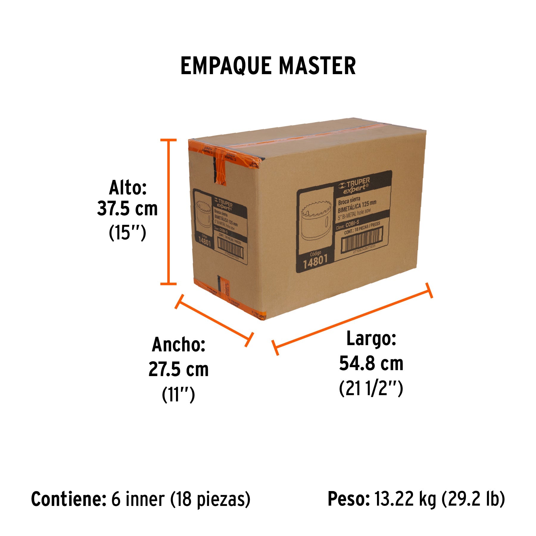 Brocasierra bimetálica 5", TRUPER EXPERT - Empaque