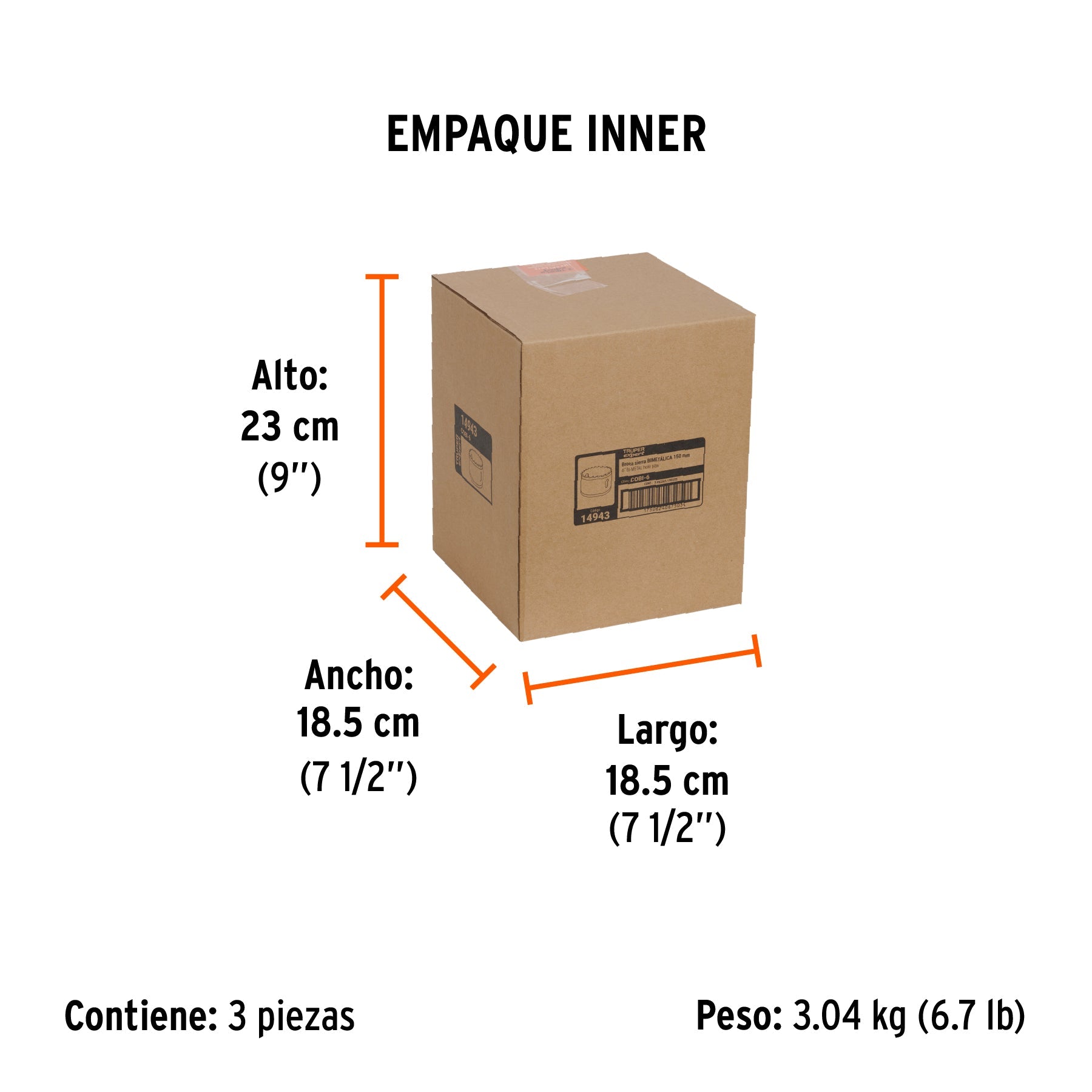 Brocasierra bimetálica 6", TRUPER EXPERT - Empaque