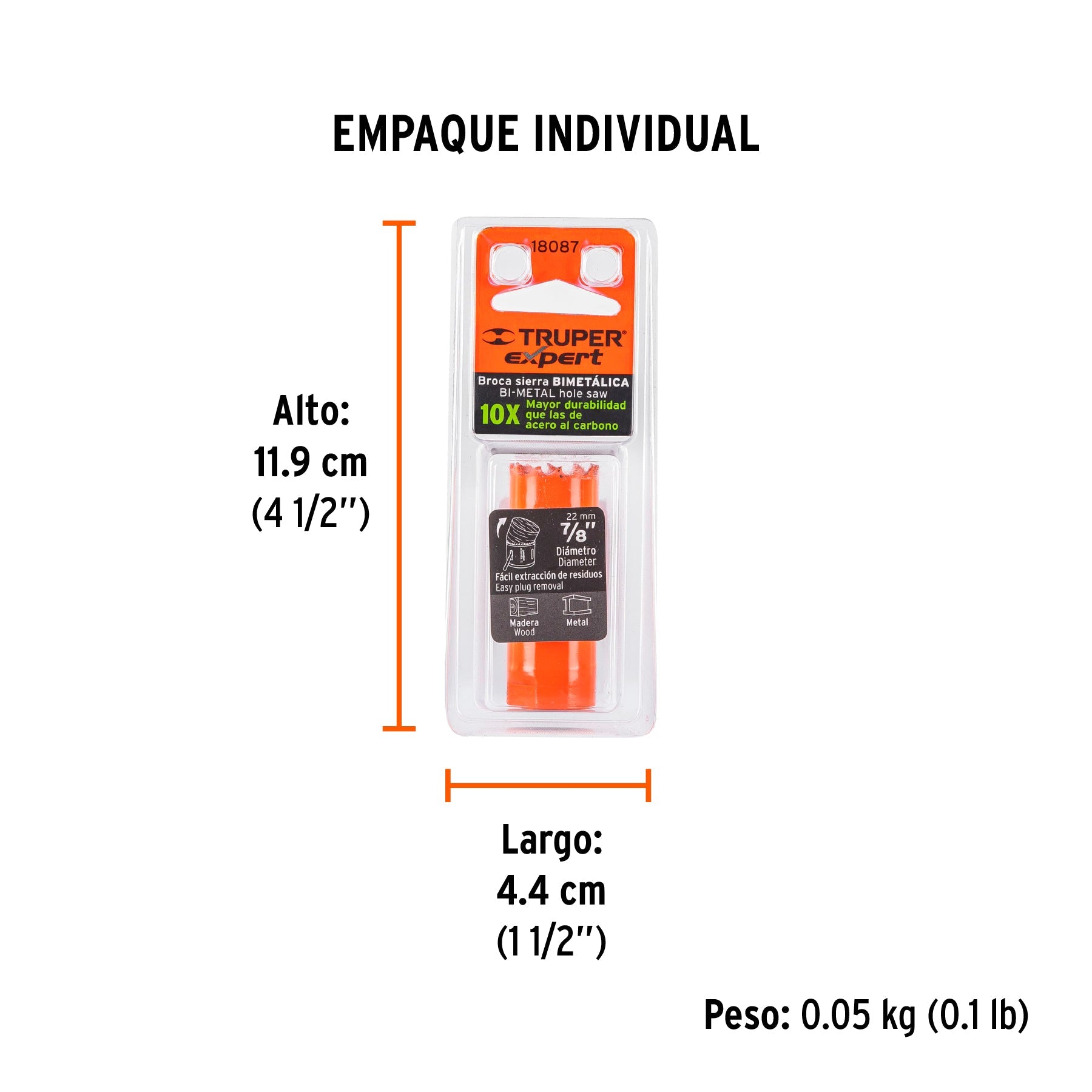 Brocasierra bimetálica 7/8", TRUPER EXPERT - Empaque