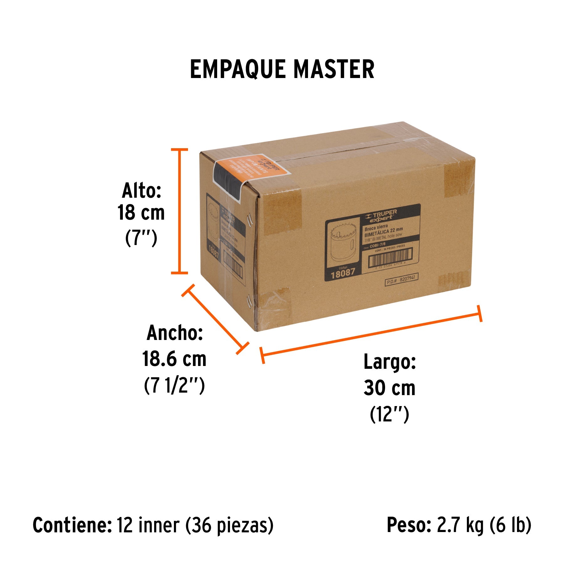 Brocasierra bimetálica 7/8", TRUPER EXPERT - Empaque