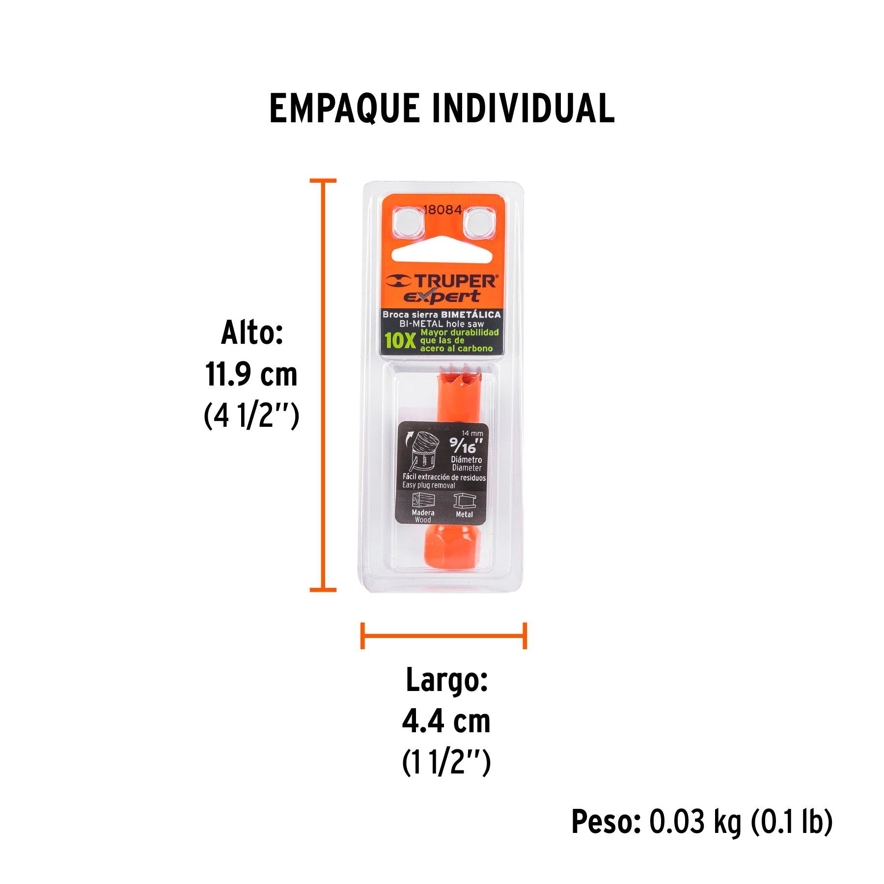 Brocasierra bimetálica 9/16", TRUPER EXPERT - Empaque
