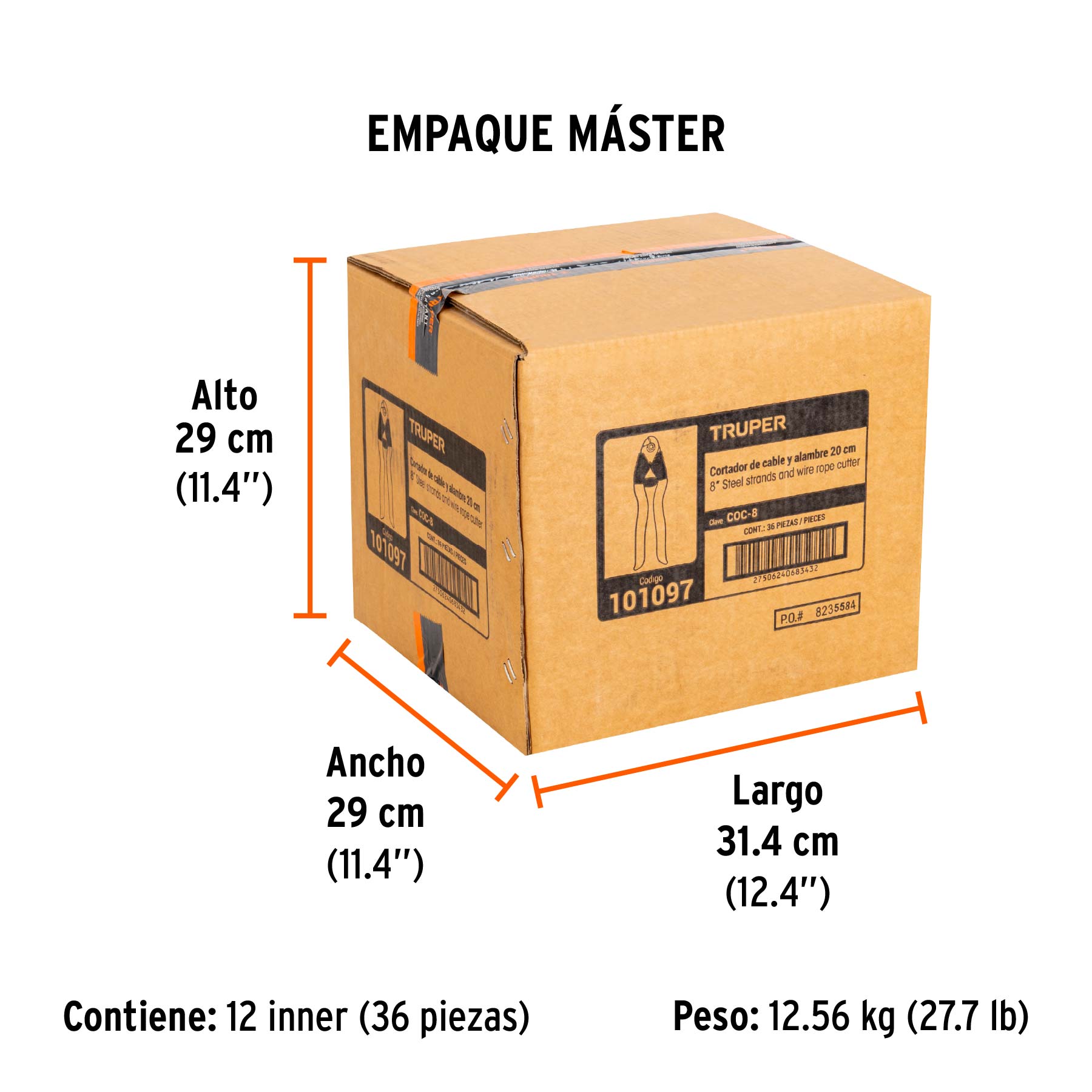 Cortador de 8" de cable y alambre, TRUPER - Empaque