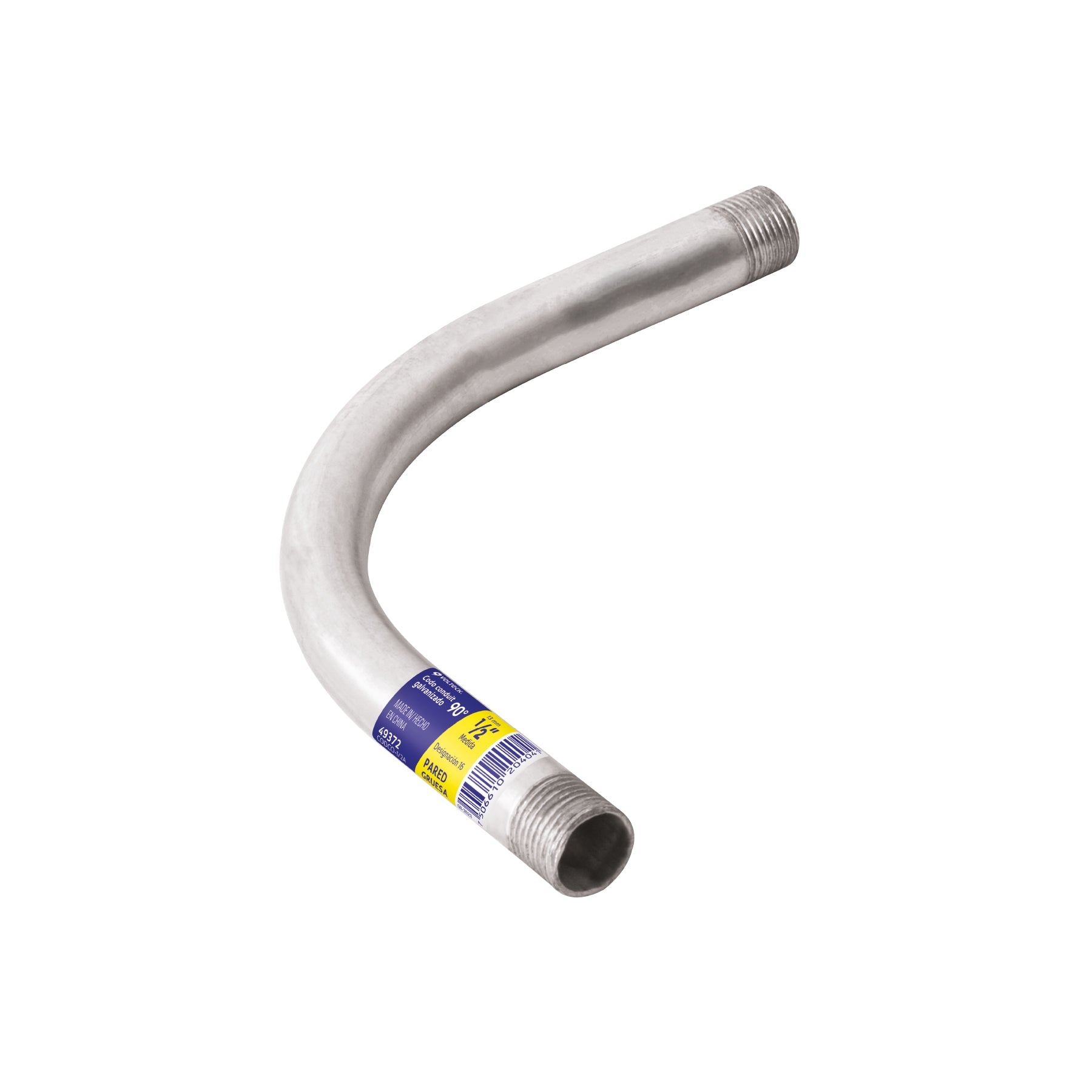 Codo Conduit 90° 1/2" pared gruesa (1.8 mm), et. amarilla