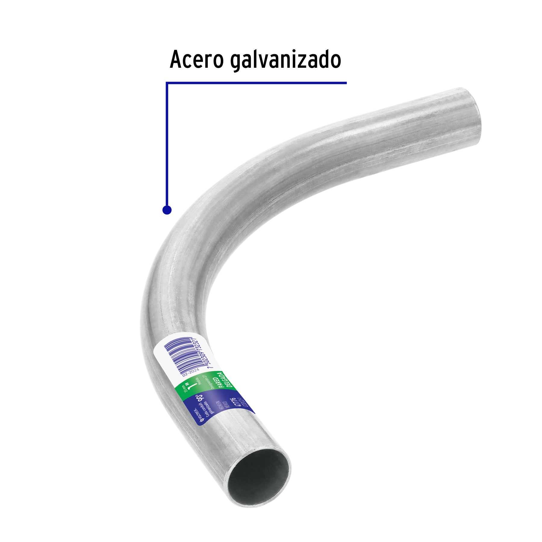 Codo Conduit 90° 1/2" pared delgada (1 mm), et. verde