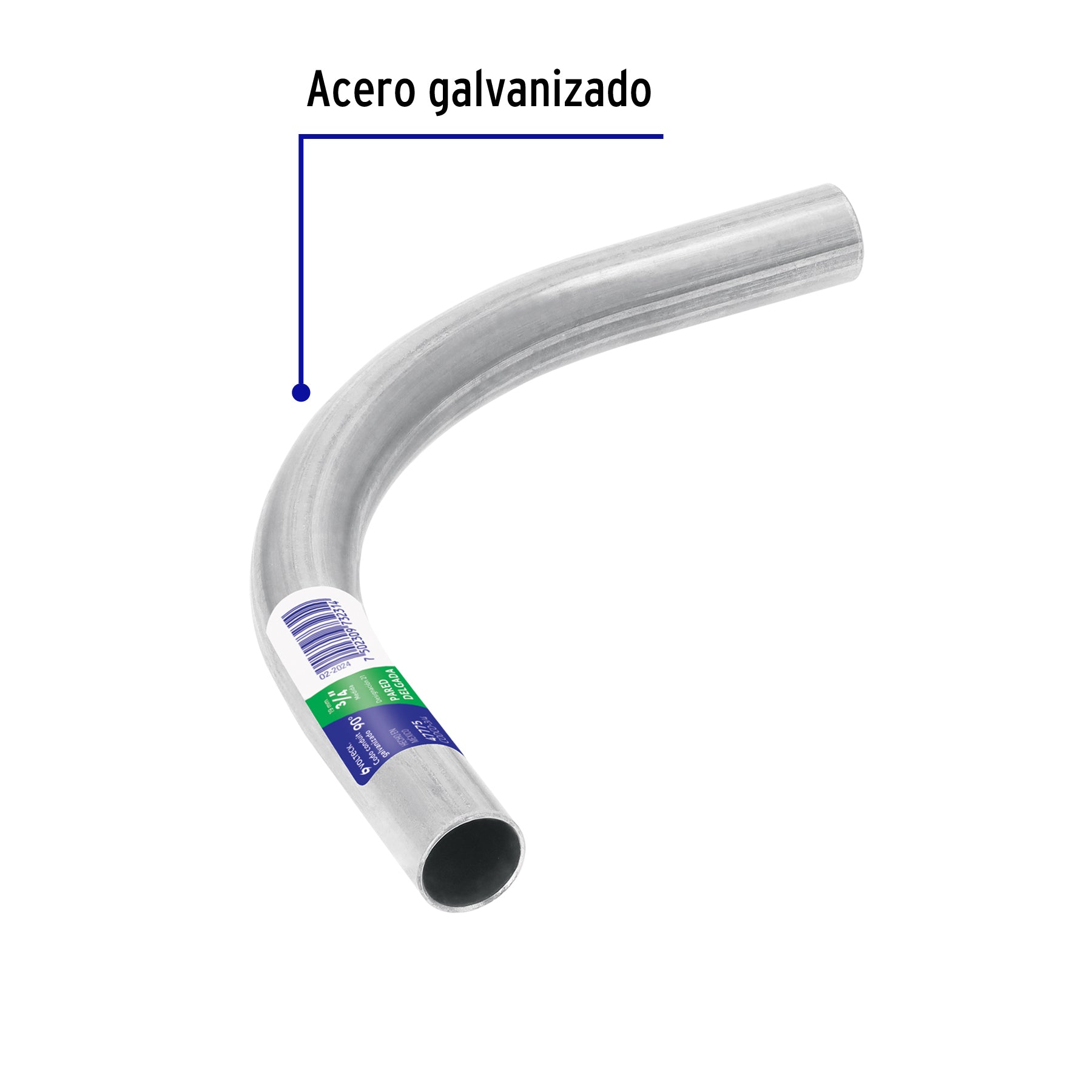 Codo Conduit 90° 3/4" pared delgada (1 mm), et. verde