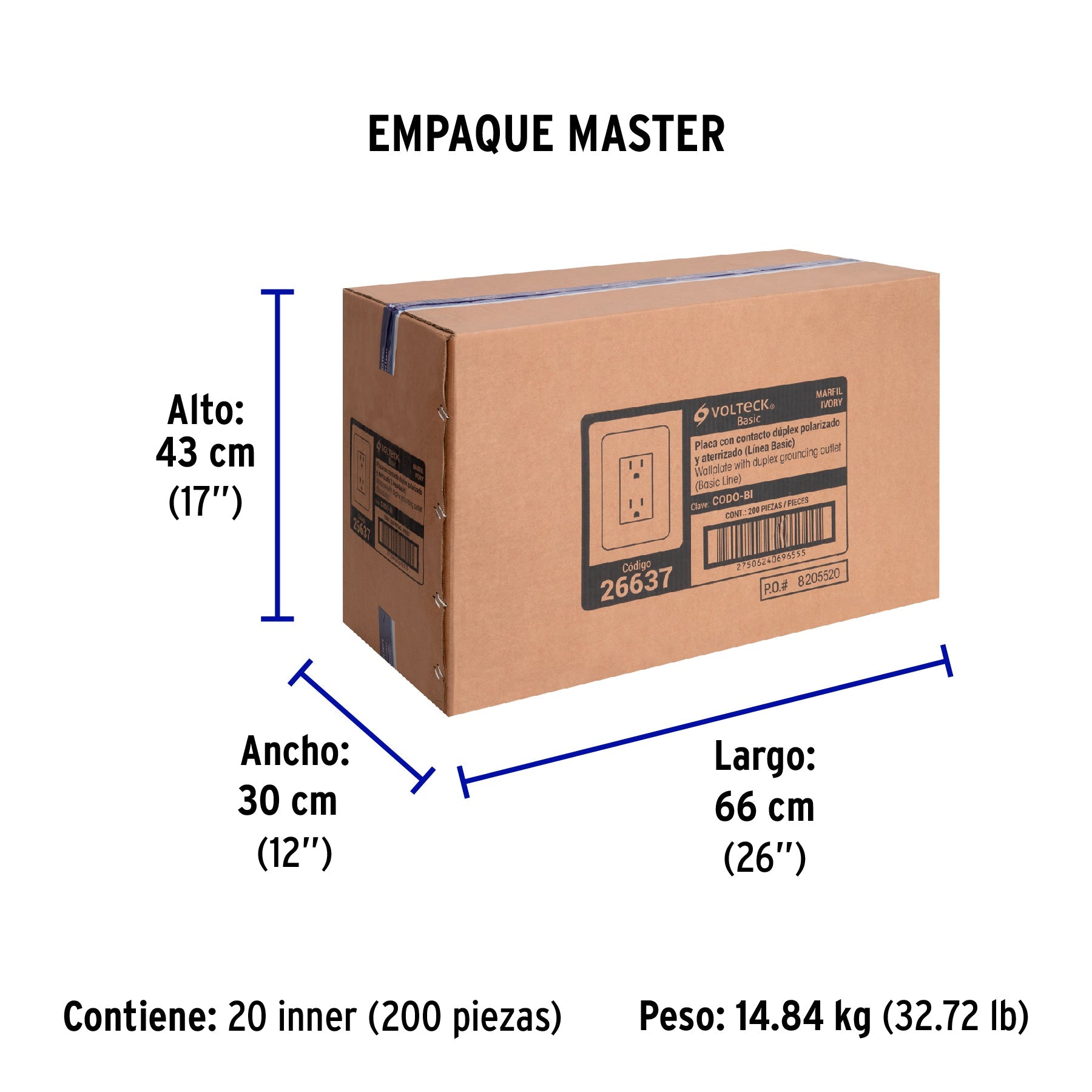 Contacto dúplex aterrizado, marfil, VOLTECK BASIC - Empaque