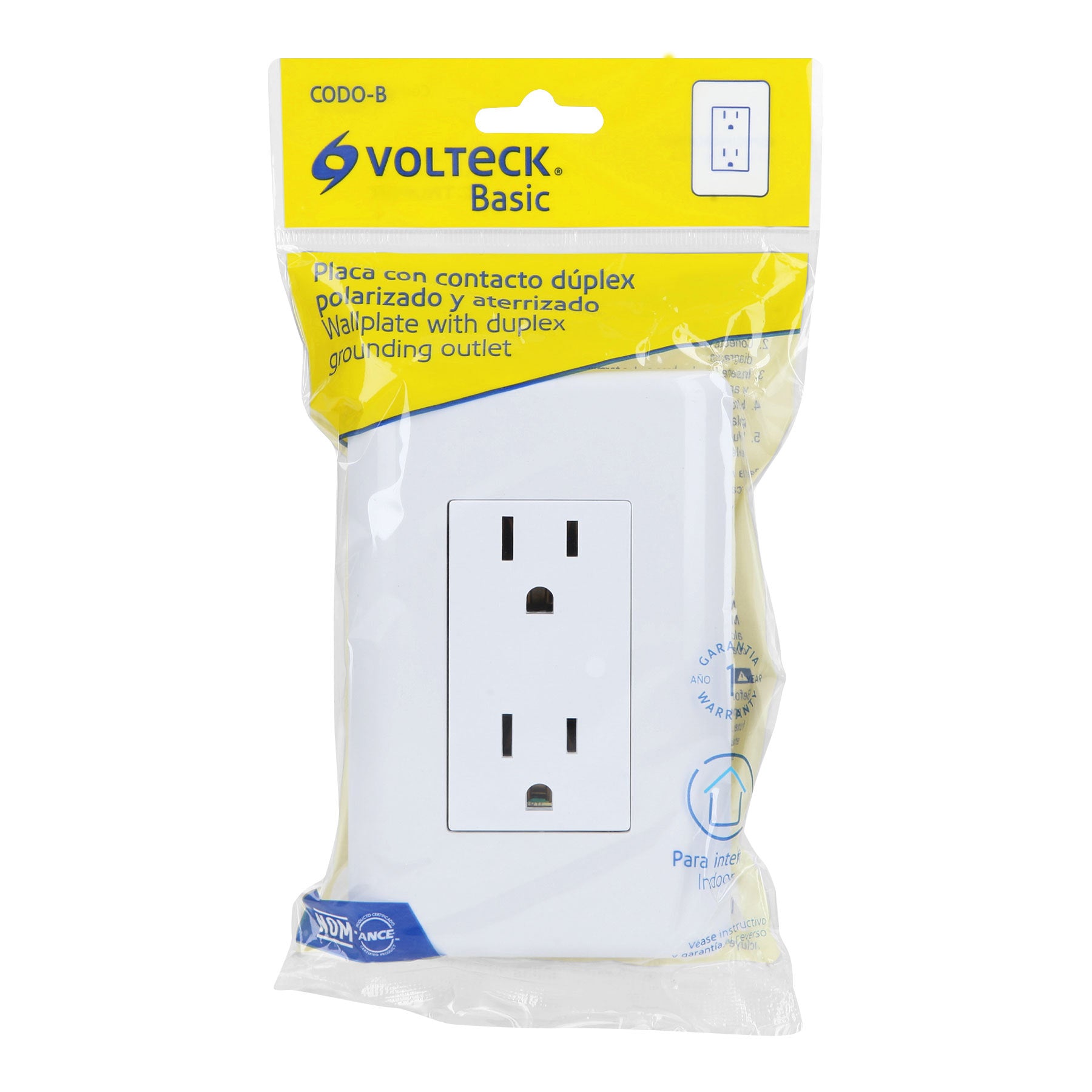 Contacto dúplex, 2 polos + tierra, VOLTECK BASIC