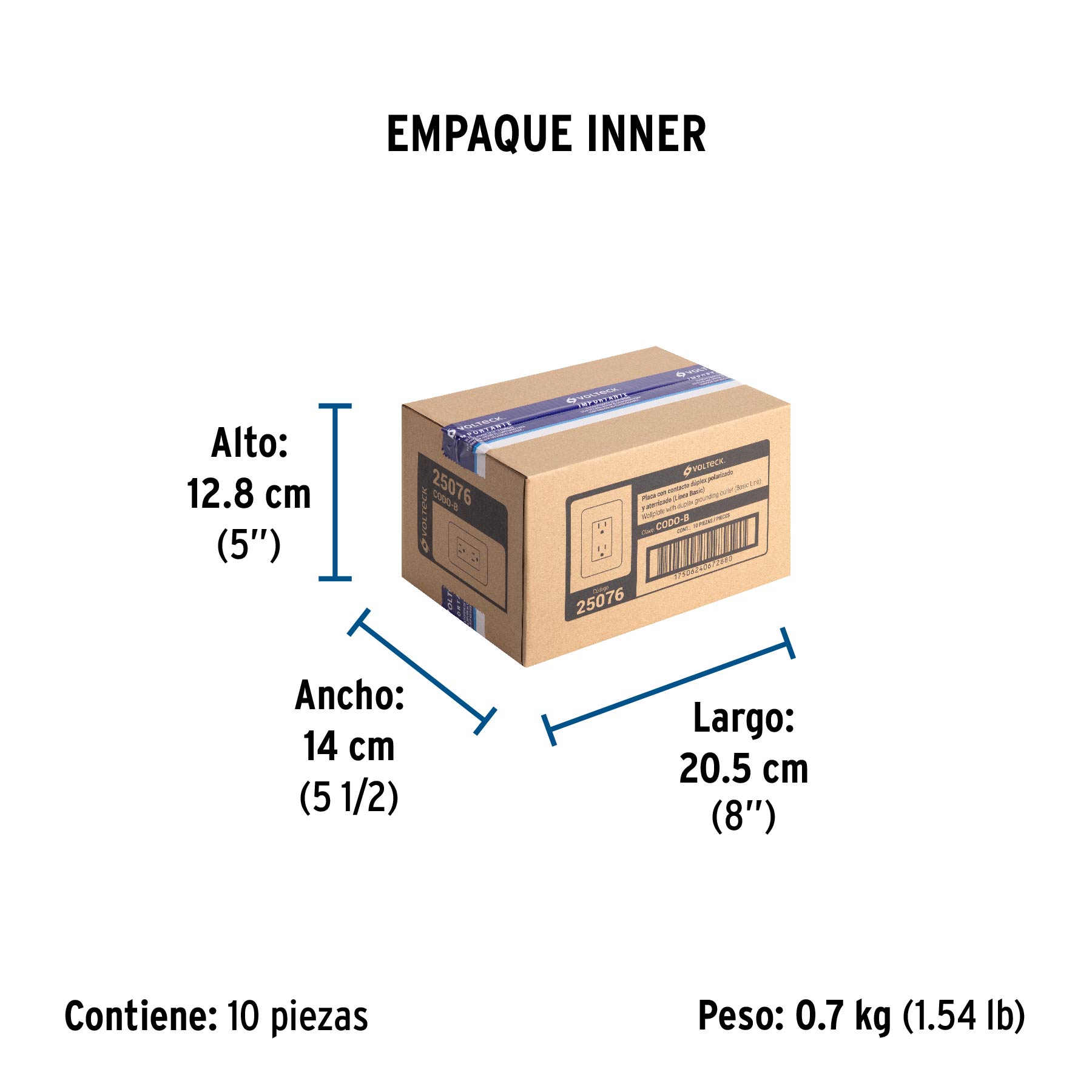 Contacto dúplex, 2 polos + tierra, VOLTECK BASIC - Empaque