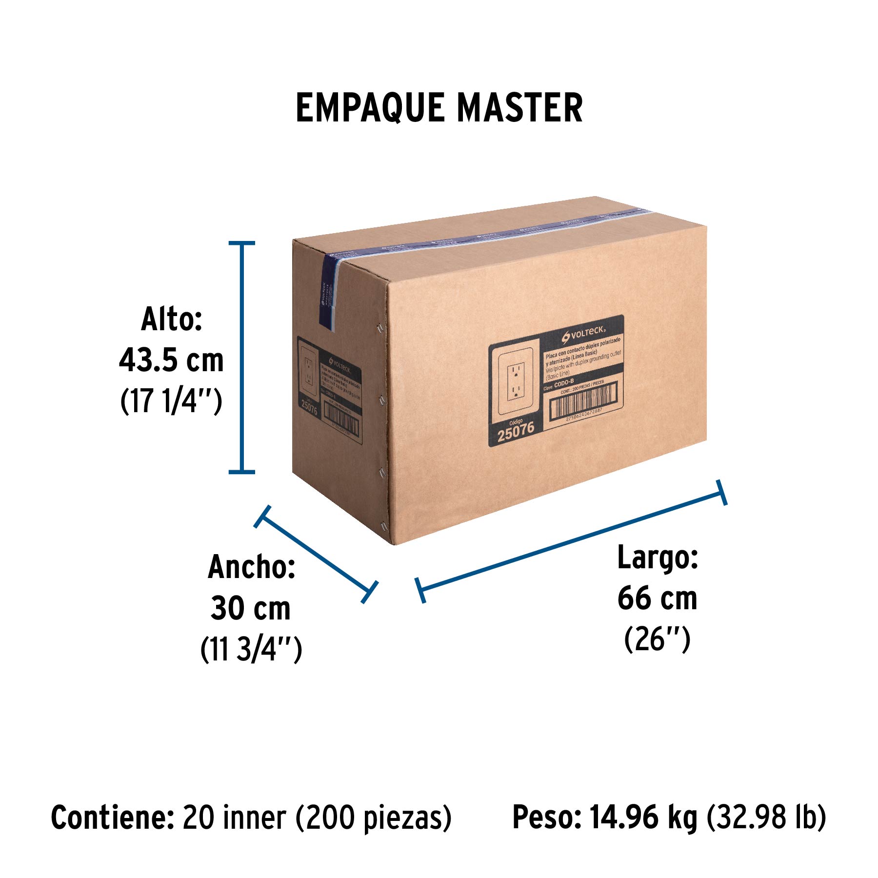 Contacto dúplex, 2 polos + tierra, VOLTECK BASIC - Empaque