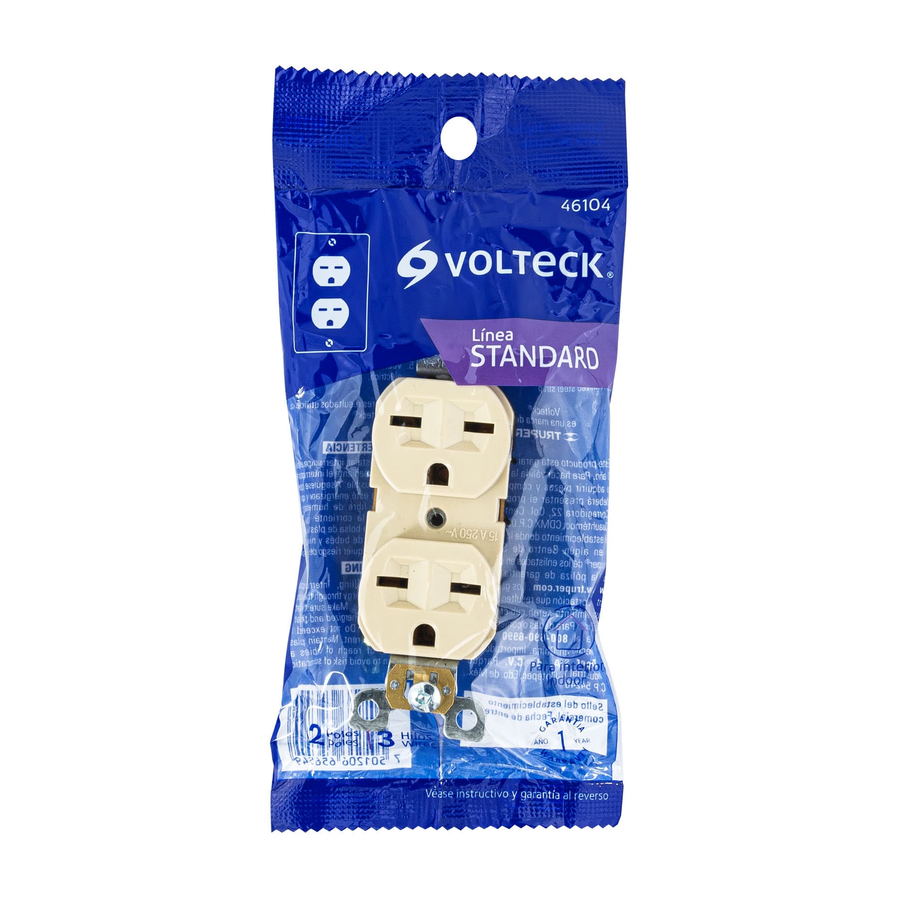 Contacto dúplex, cara de chino, Standard, marfil, VOLTECK