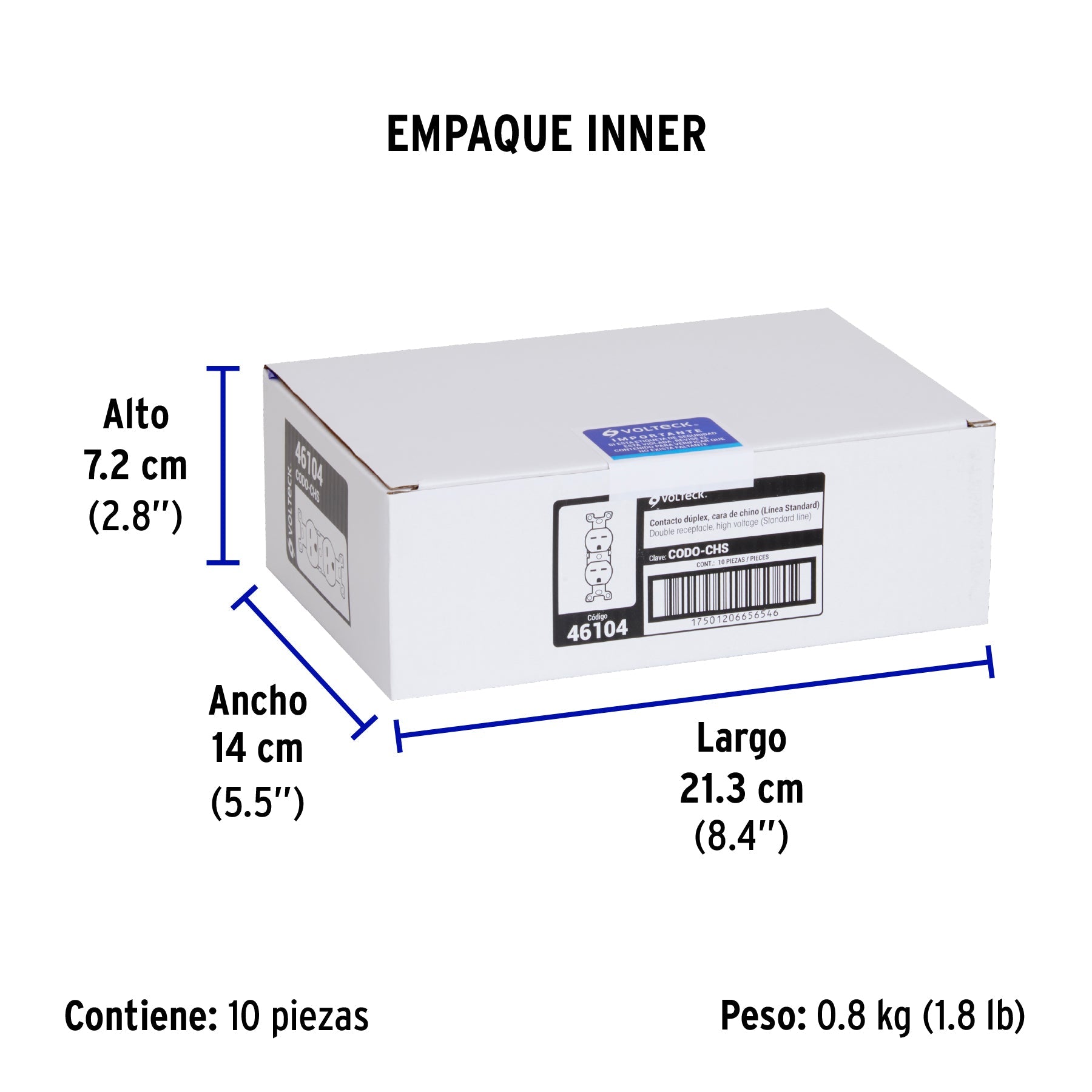 Contacto dúplex, cara de chino, Standard, marfil, VOLTECK - Empaque
