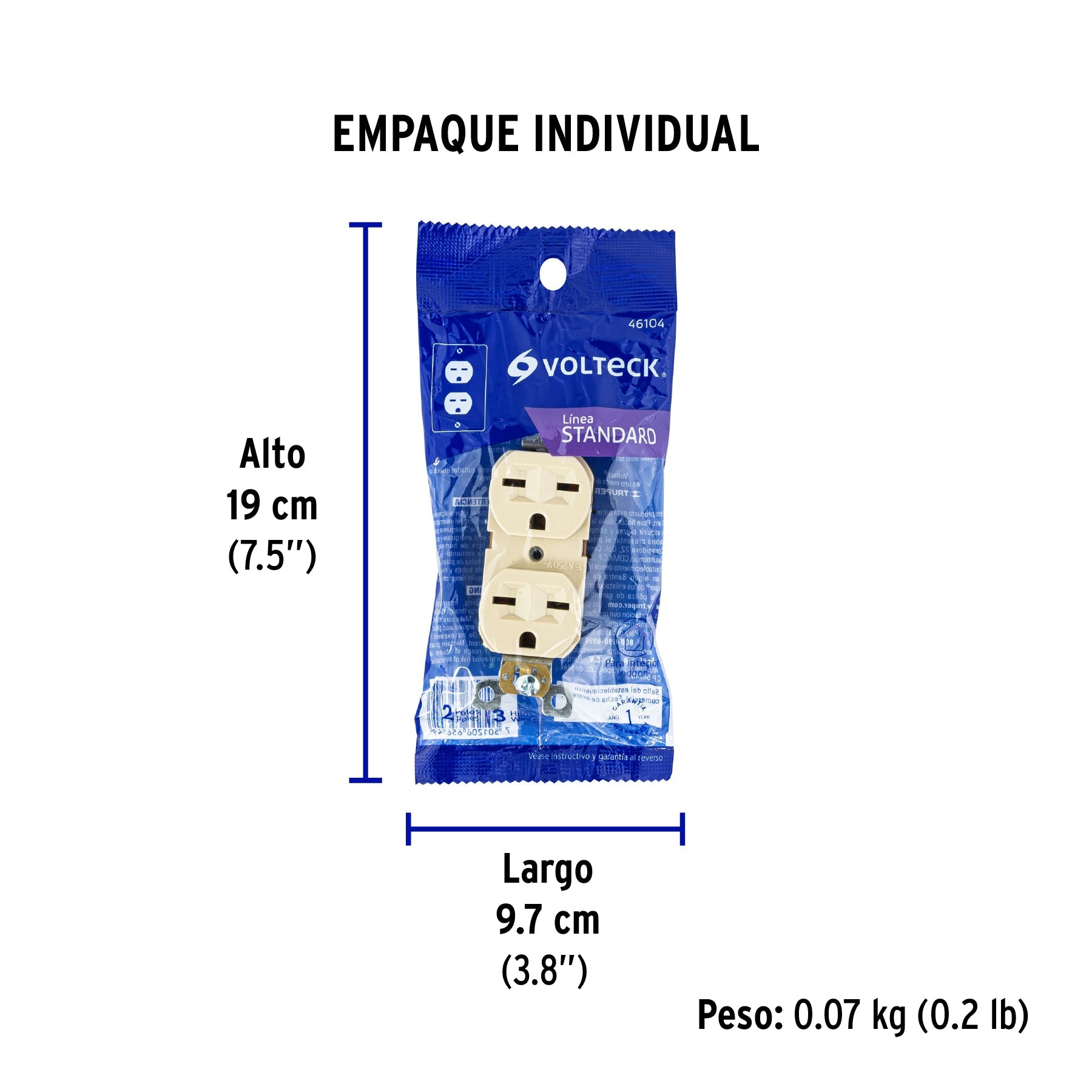 Contacto dúplex, cara de chino, Standard, marfil, VOLTECK - Empaque