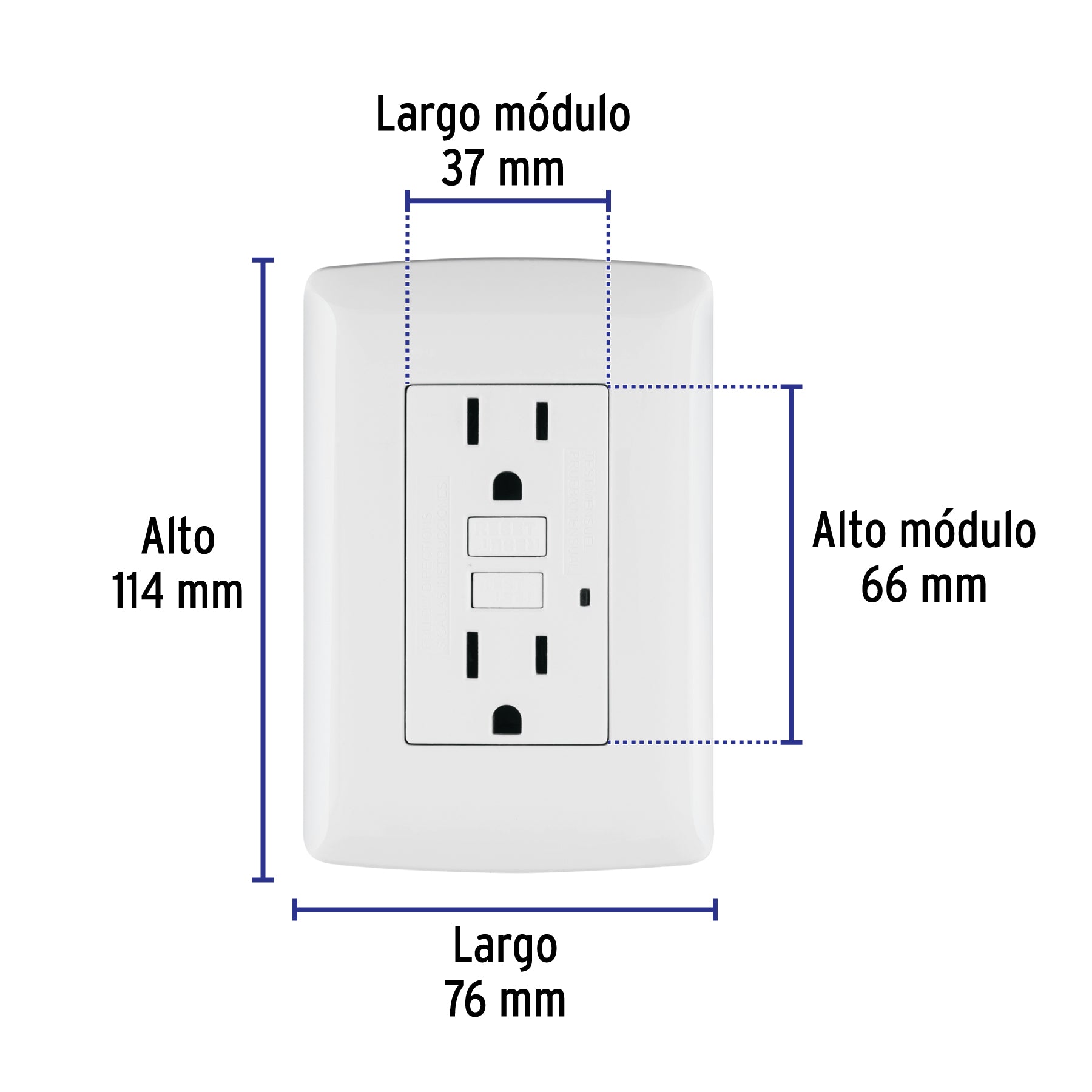 Contacto dúplex falla a tierra GFCI, blanco, línea Italiana