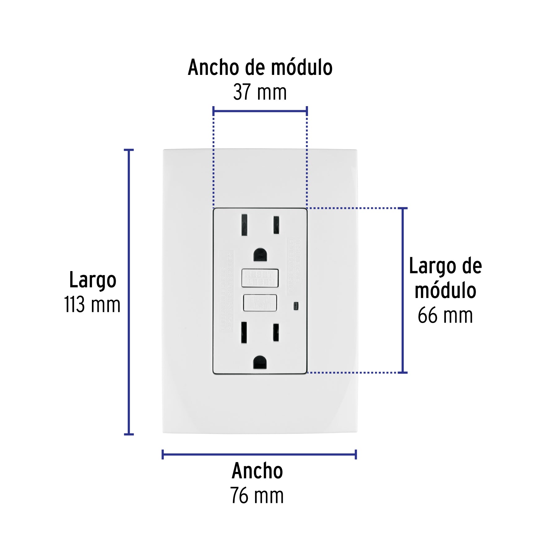 Contacto dúplex falla a tierra GFCI (ICFT), Oslo, VOLTECK