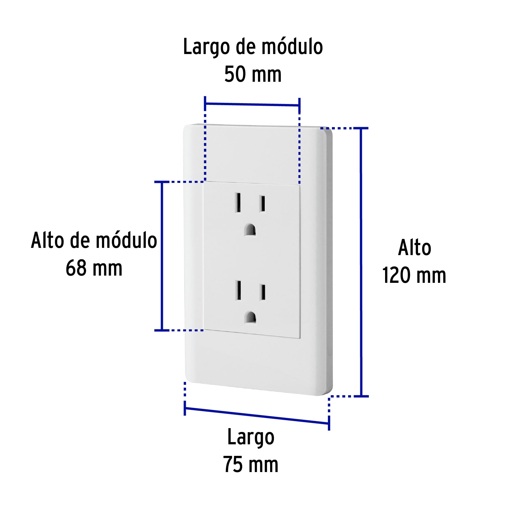 Placa armada blanca contacto dúplex 3 módulos, Lisboa