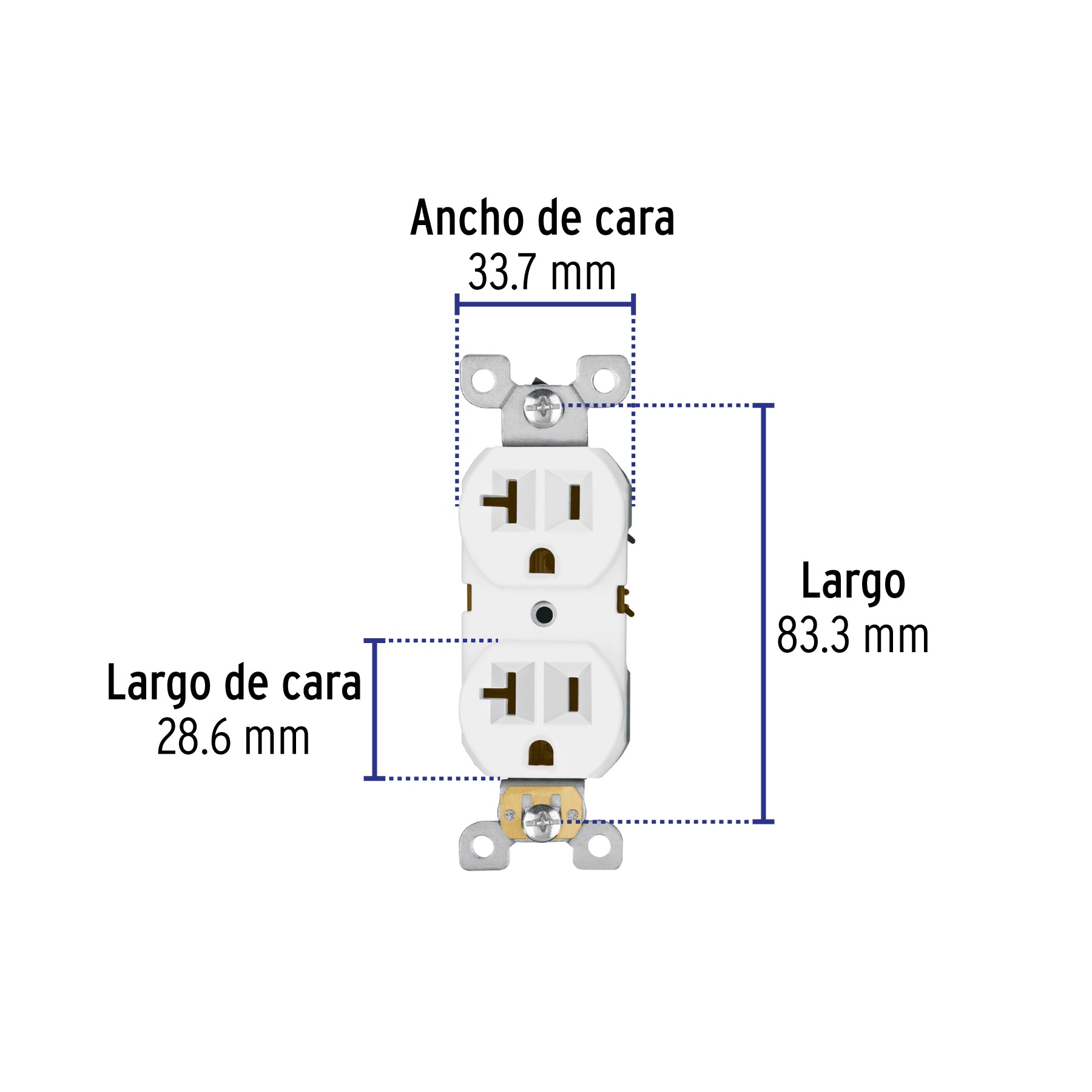 Contacto dúplex, 2 polos 3 hilos, 20 A, Standard, blanco