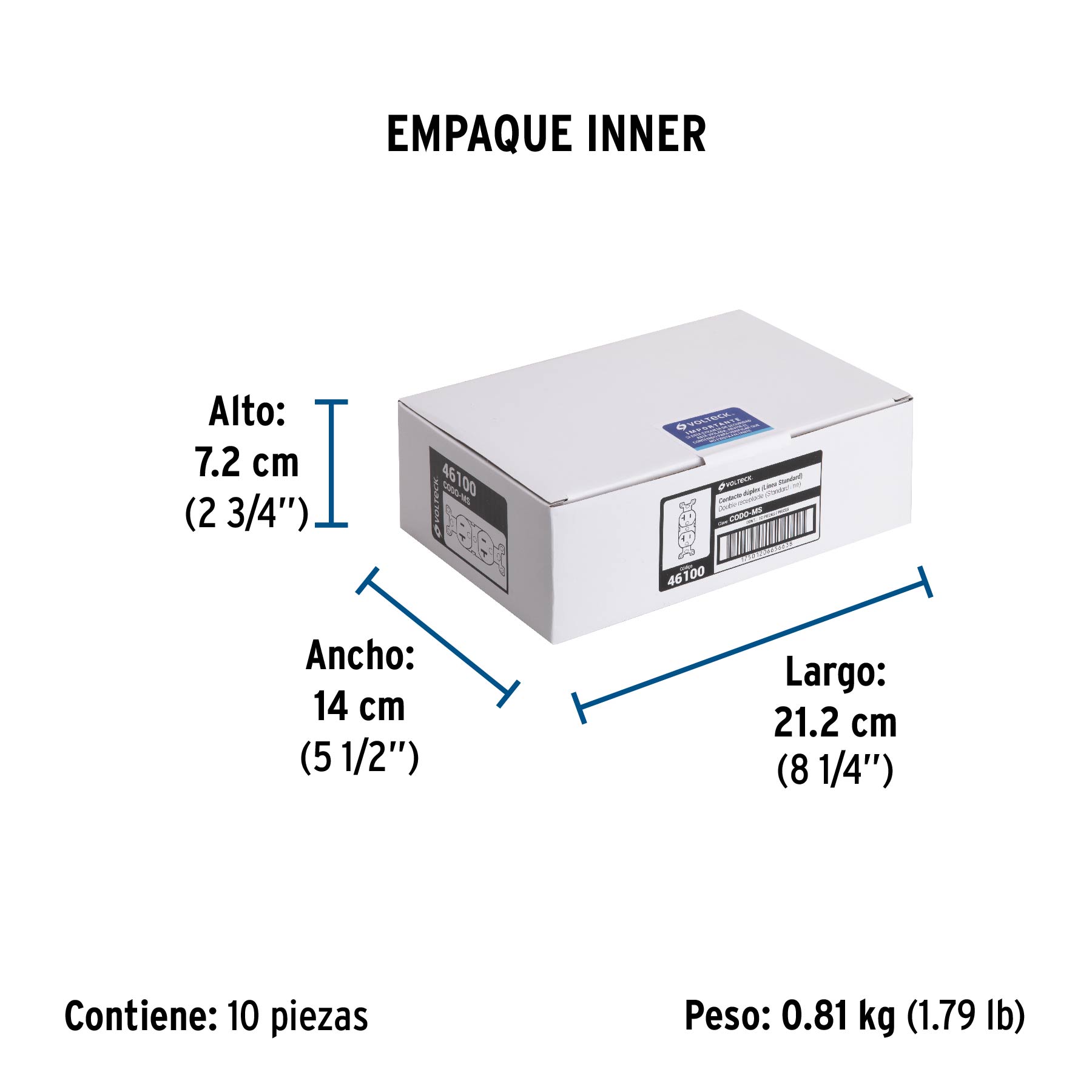 Contacto dúplex, 2 polos 3 hilos, 20 A, Standard, marfil - Empaque