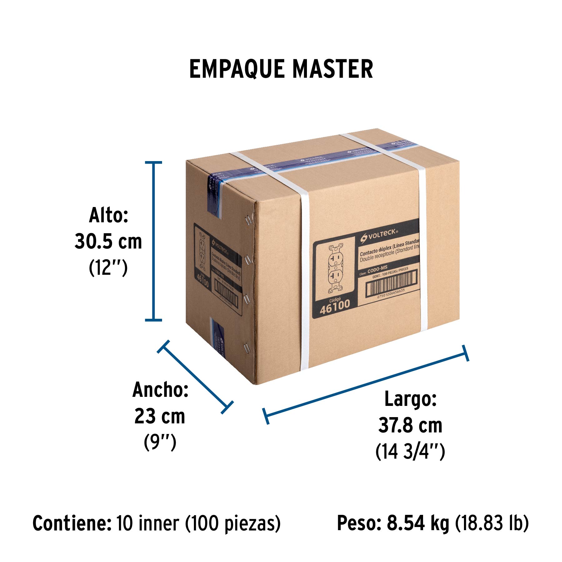 Contacto dúplex, 2 polos 3 hilos, 20 A, Standard, marfil - Empaque