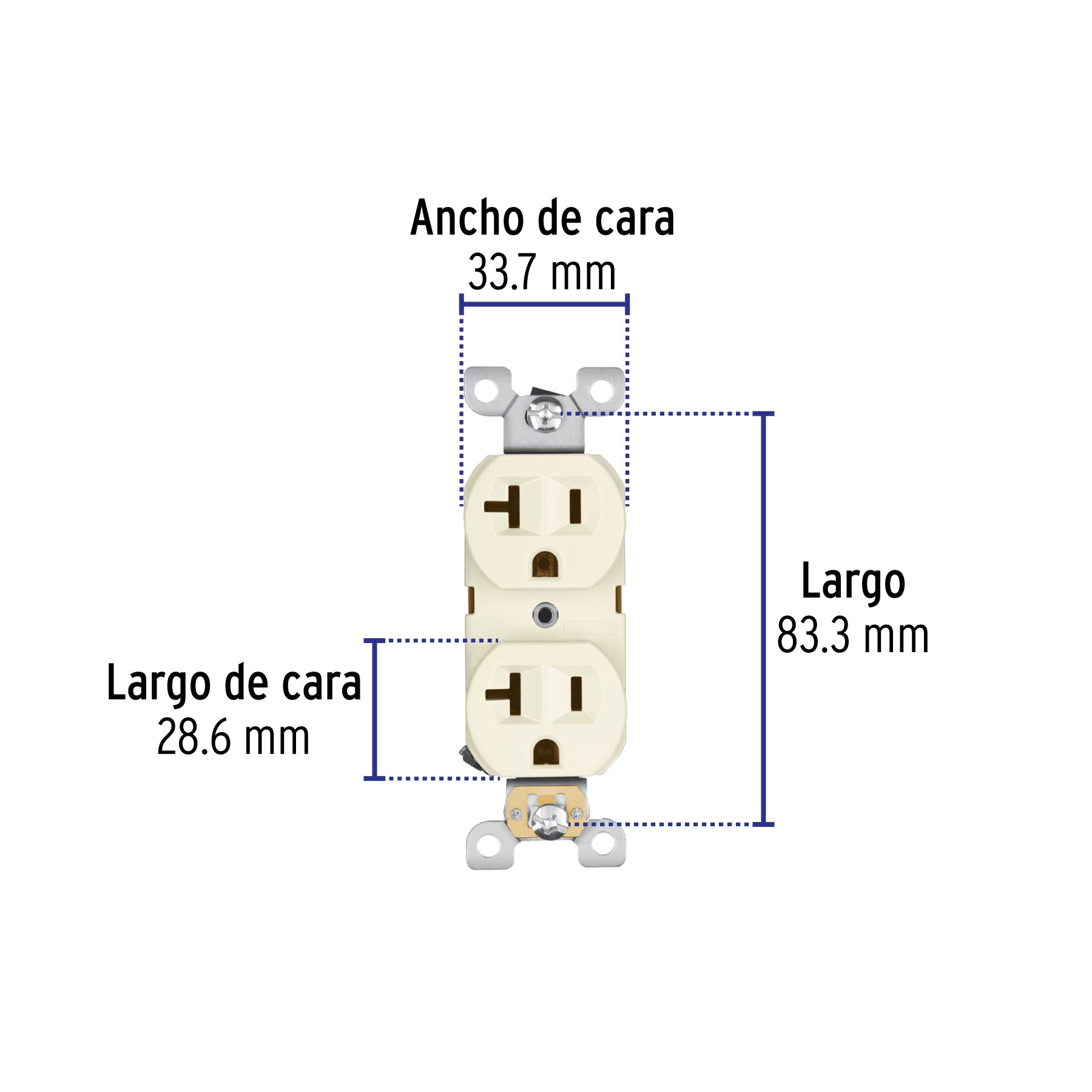 Contacto dúplex, 2 polos 3 hilos, 20 A, Standard, marfil