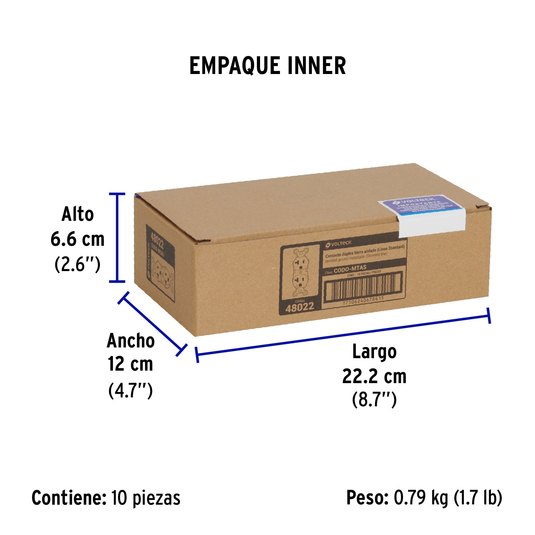 Contacto dúplex, tierra aislada, 20 A, línea standard - Empaque