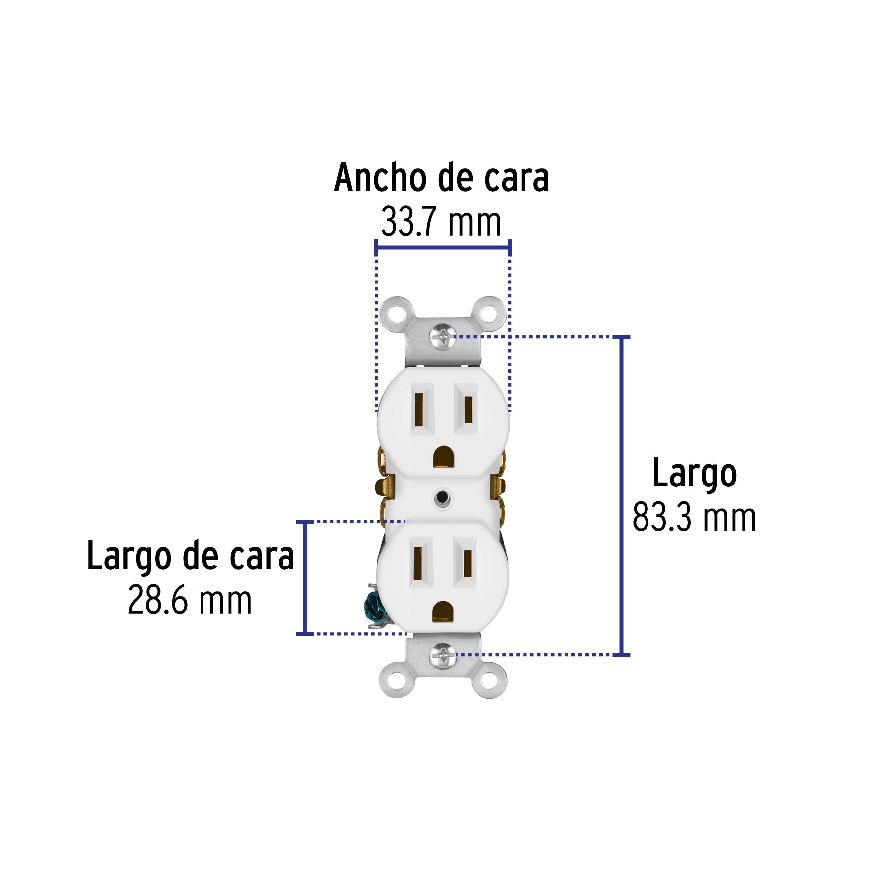 Contacto dúplex, 2 polos 3 hilos, Standard, blanco, VOLTECK