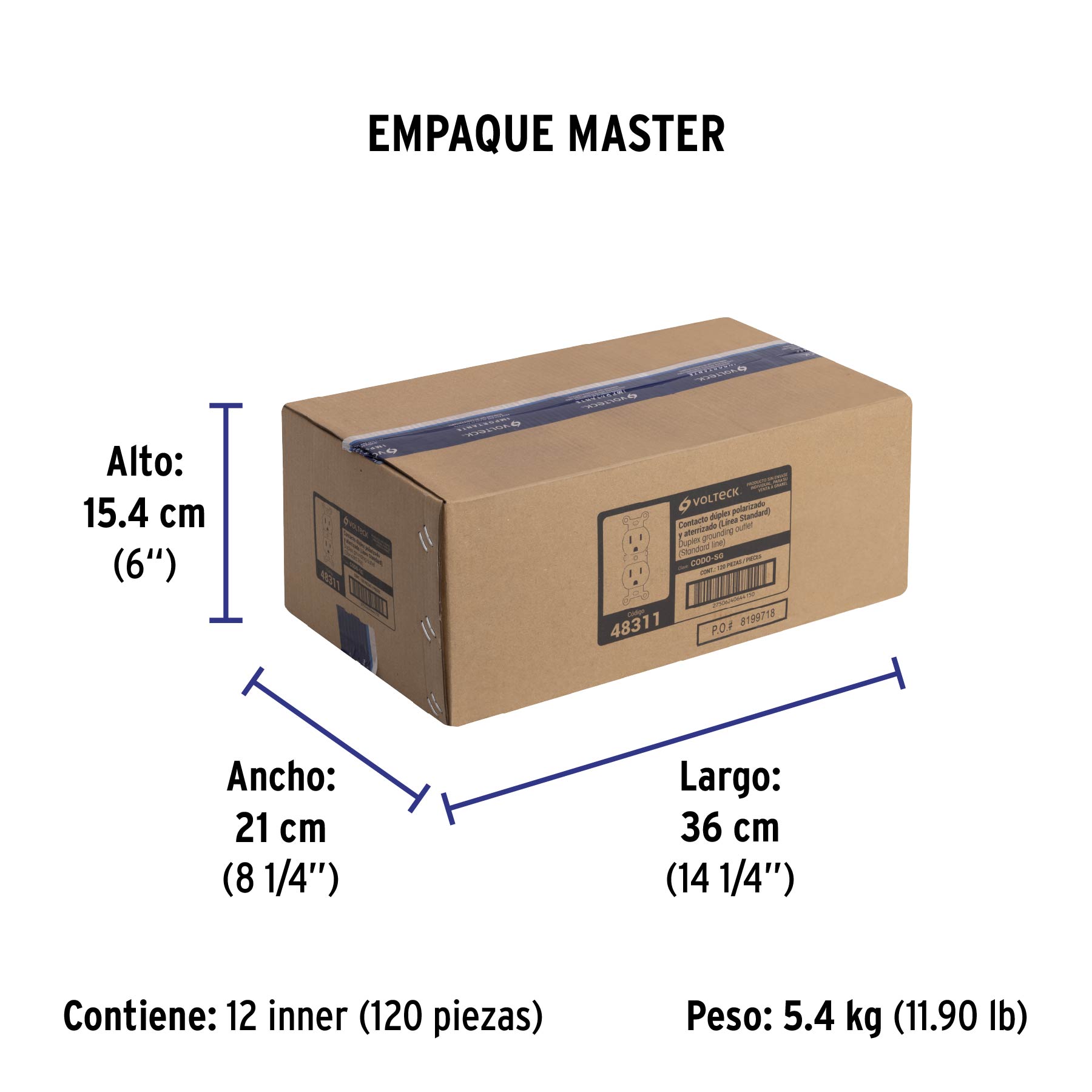 Contacto dúplex, 2 polos 3 hilos, Standard, granel, marfil - Empaque