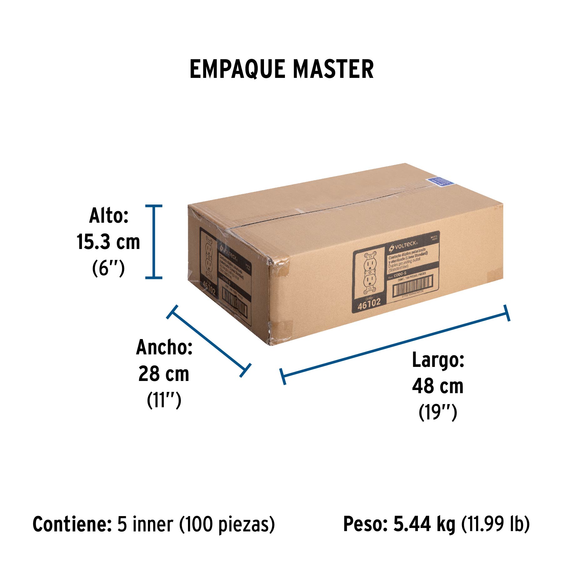 Contacto dúplex, 2 polos 3 hilos, Standard, marfil, VOLTECK - Empaque