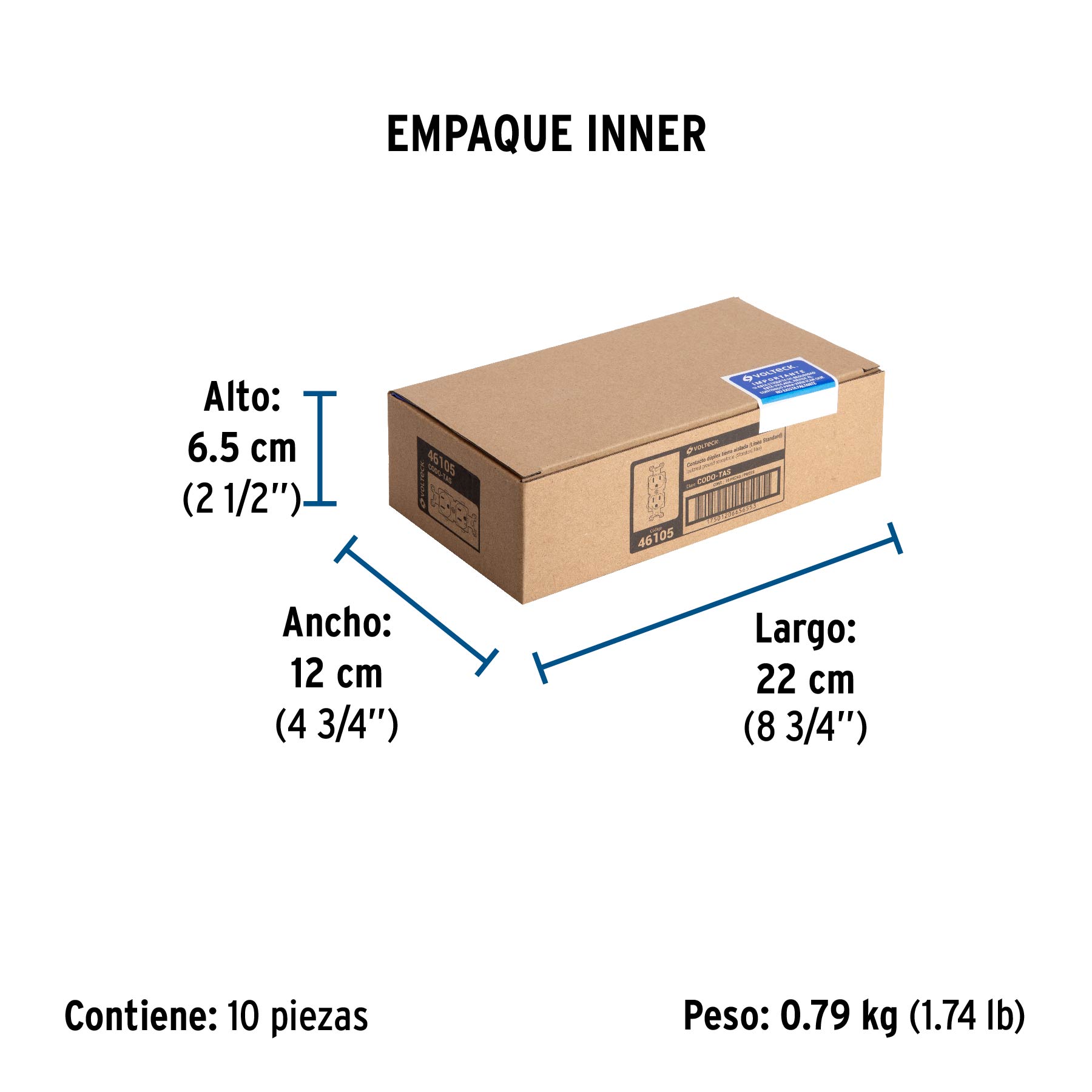 Contacto dúplex, tierra aislada, 15 A, línea standard - Empaque