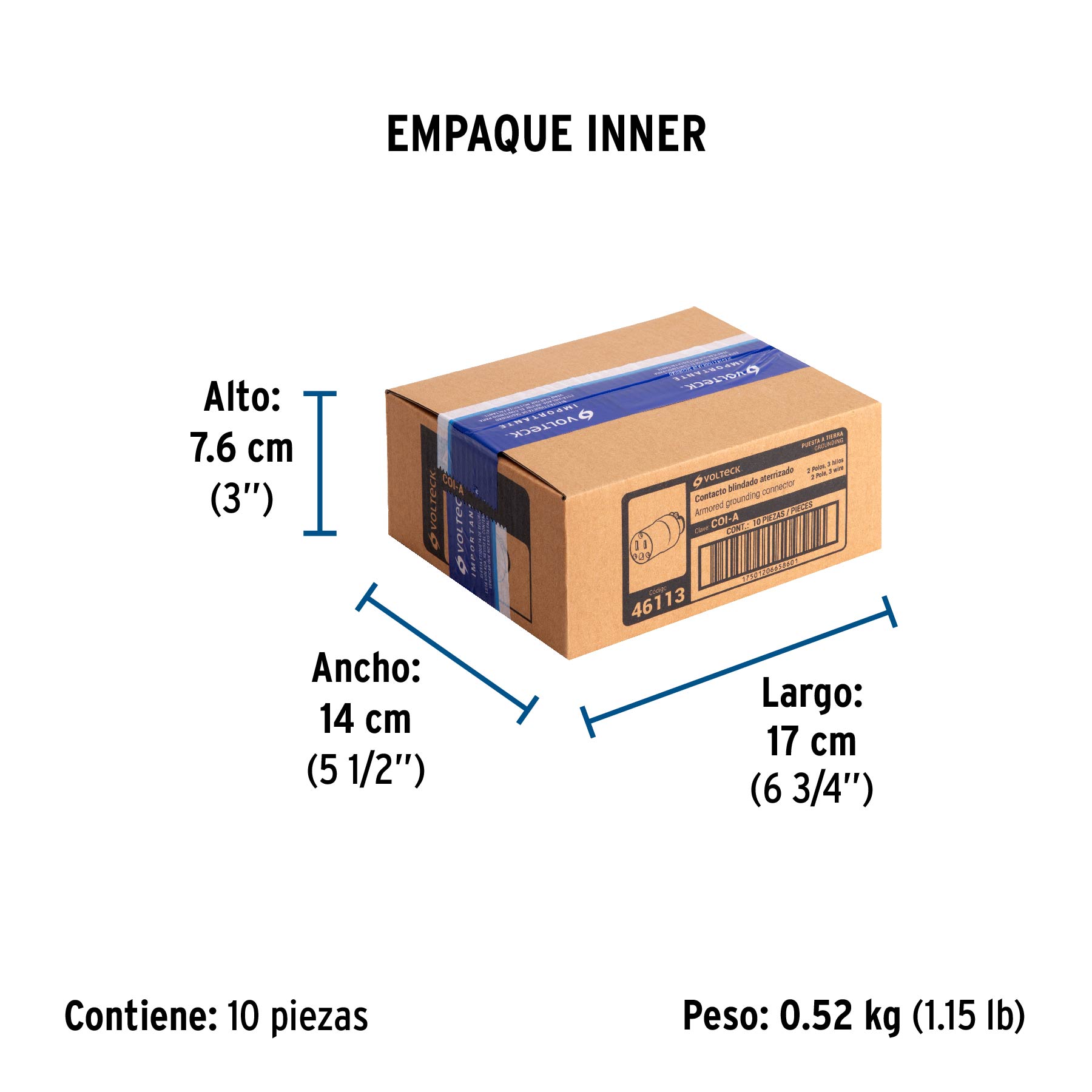 Contacto industrial blindado aterrizado, 2 polos+tierra - Empaque