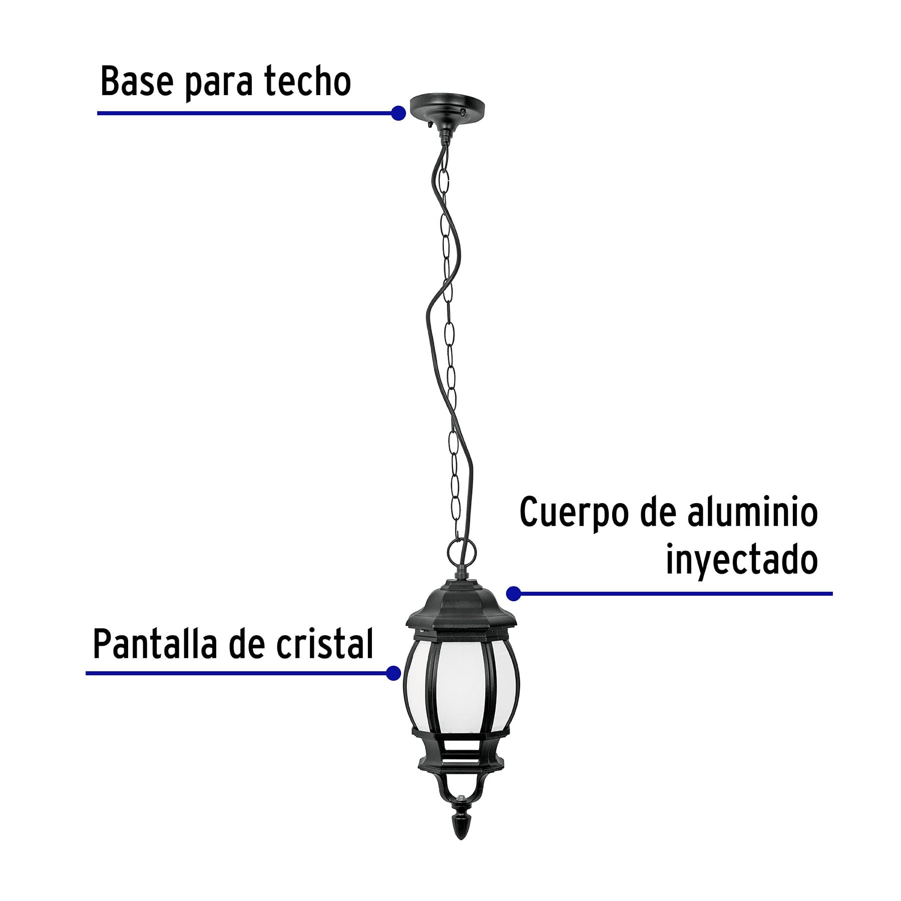 Arbotante de LED 8 W tipo farol colgante negro, VOLTECK