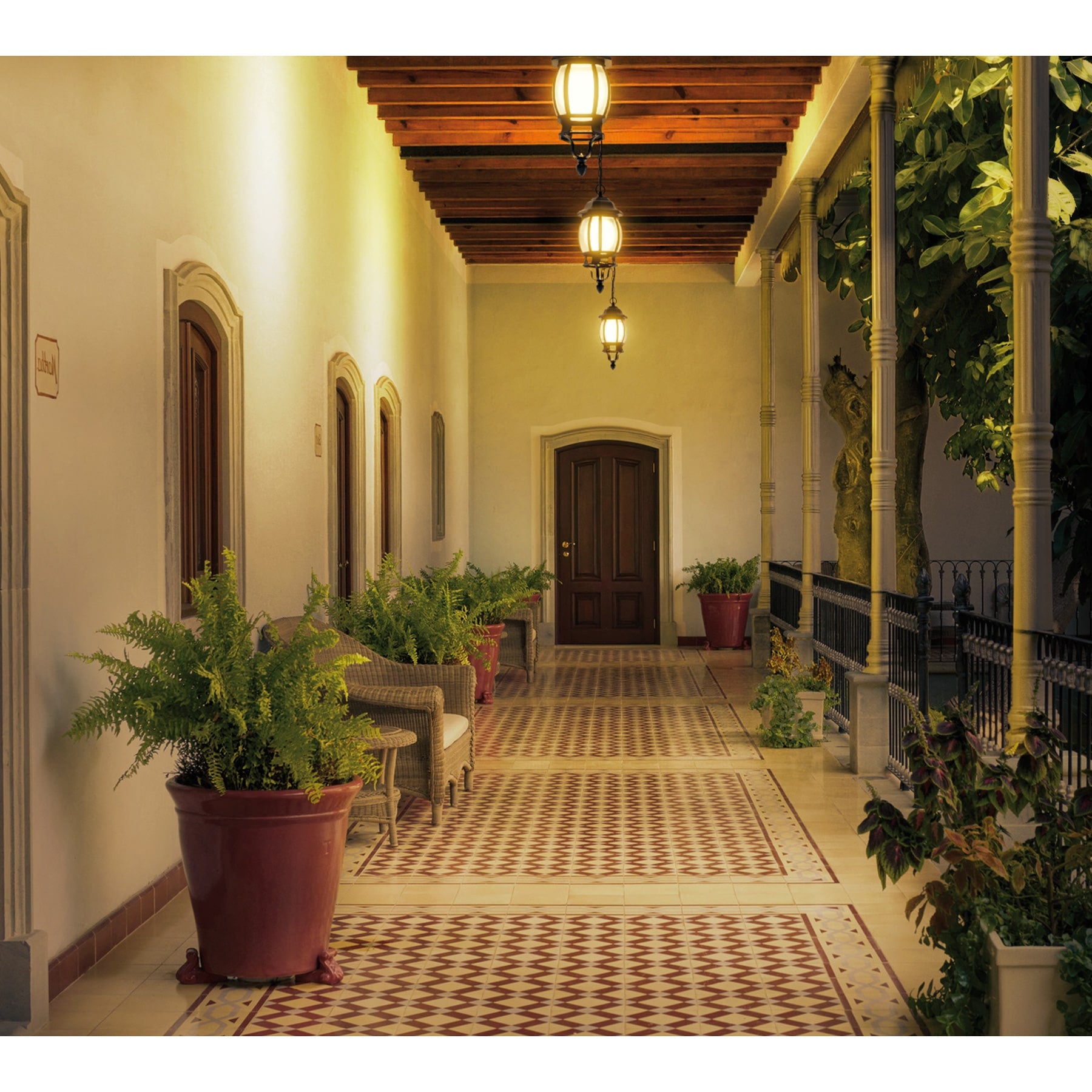 Arbotante tipo farol tradicional colgante p/exterior, negro