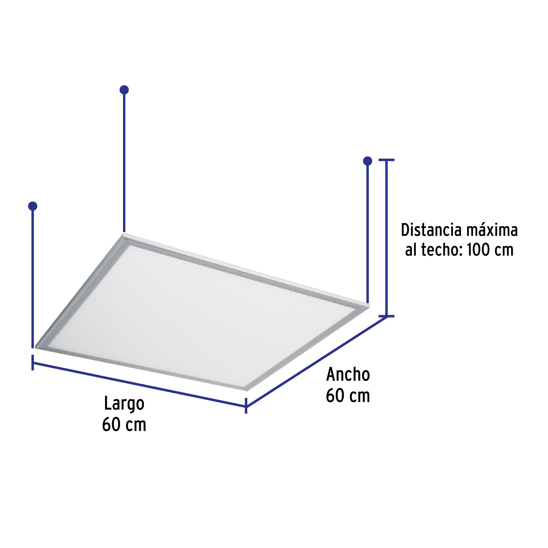 Panel LED 45W 6500K, 60x60 cm, empotrable/colgante, VOLTECK