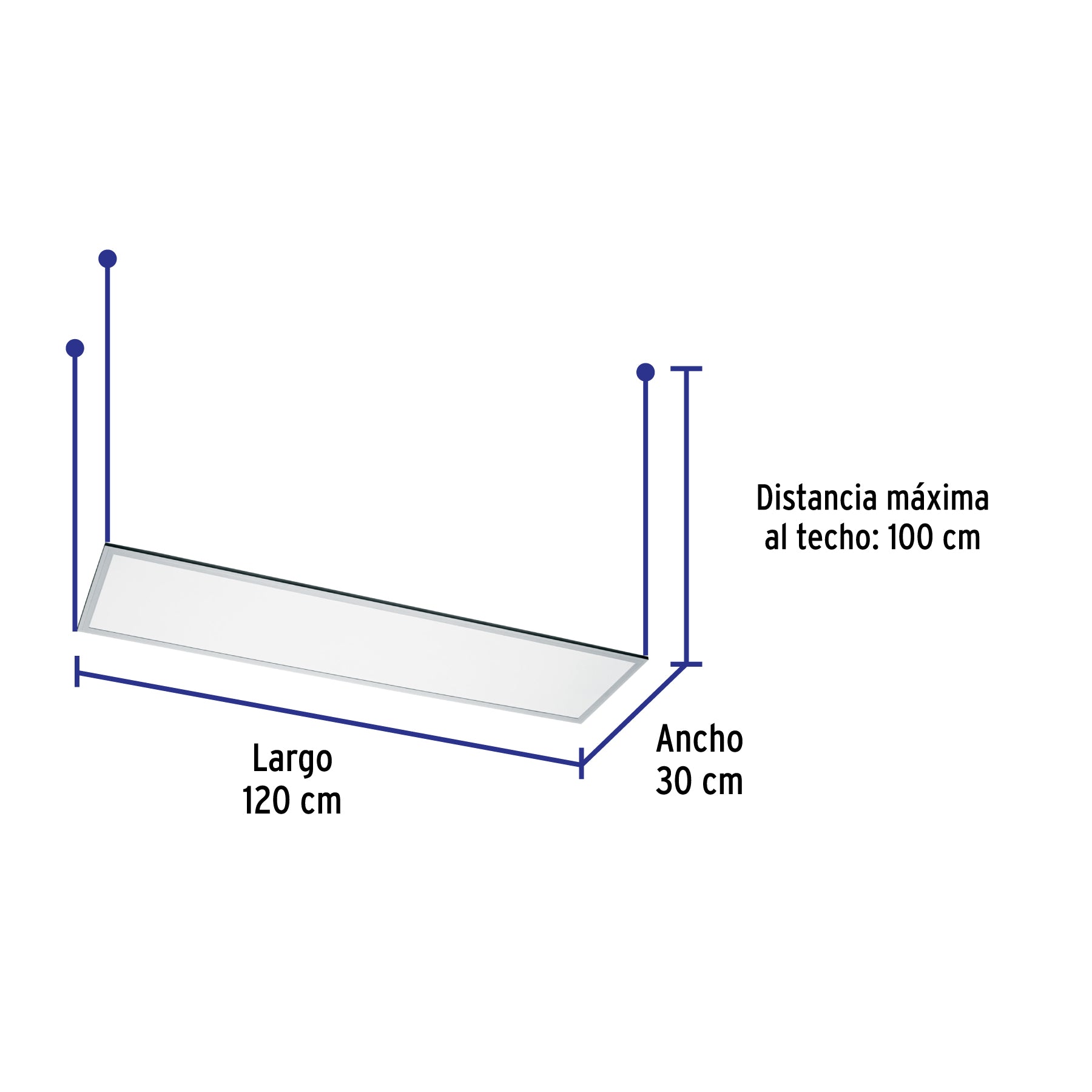 Panel LED 45W 4000K, 30x120 cm, empotrable/colgante, VOLTECK