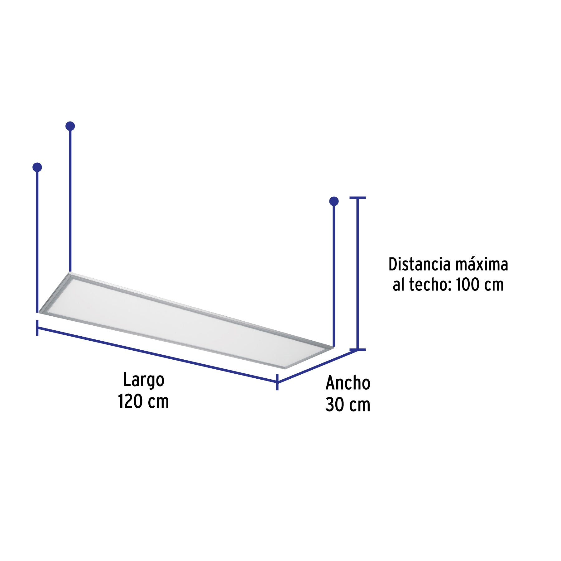 Panel LED 45W 6500K, 30x120 cm, empotrable/colgante, VOLTECK