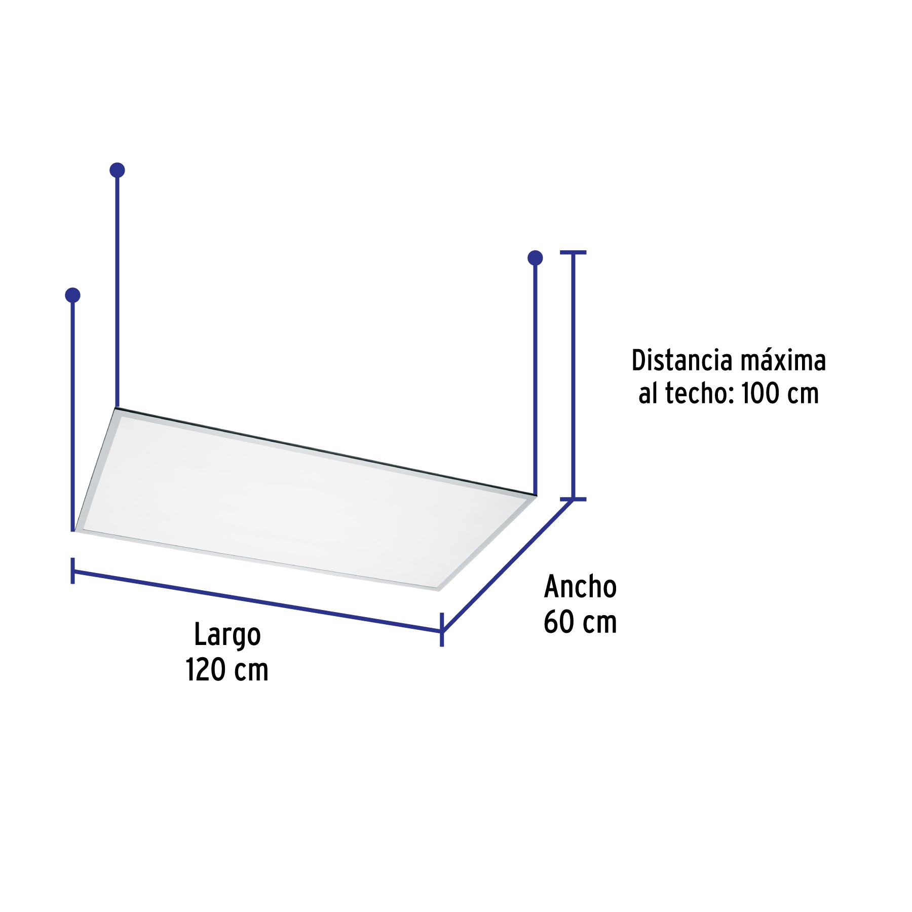 Panel LED 65W 4000K, 60x120 cm, empotrable/colgante, VOLTECK