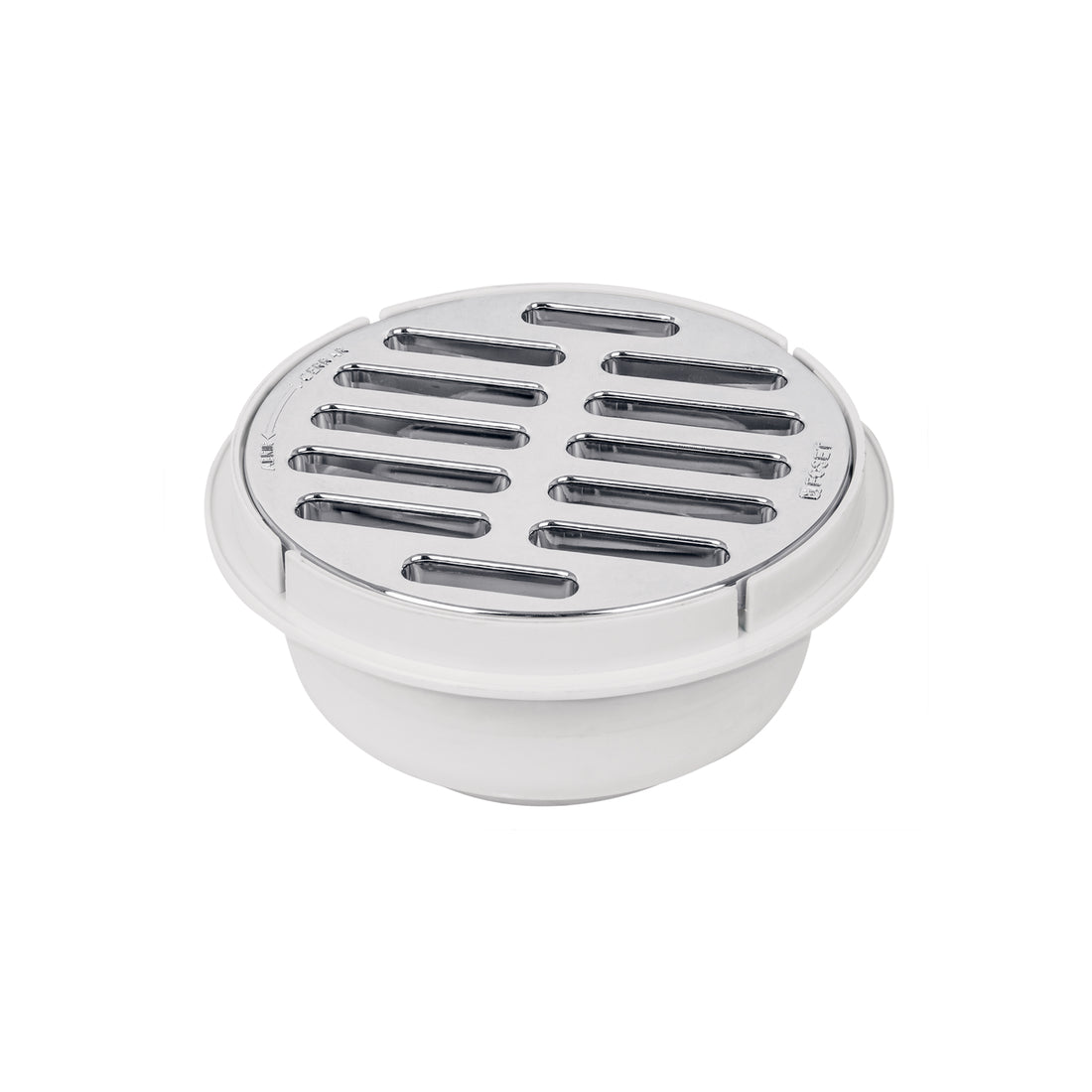 Coladera 5" universal,ABS, rejilla cromada 1/4 vuelta, FOSET