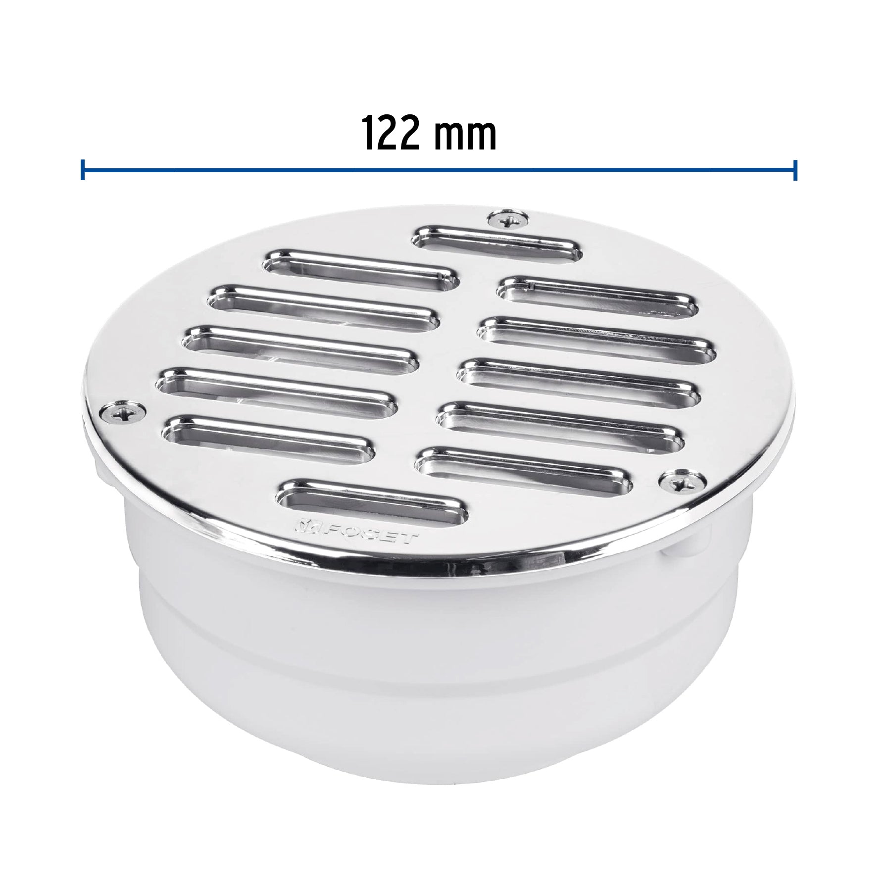 Coladera 5" universal,ABS,rejilla cromada 3 tornillos, FOSET