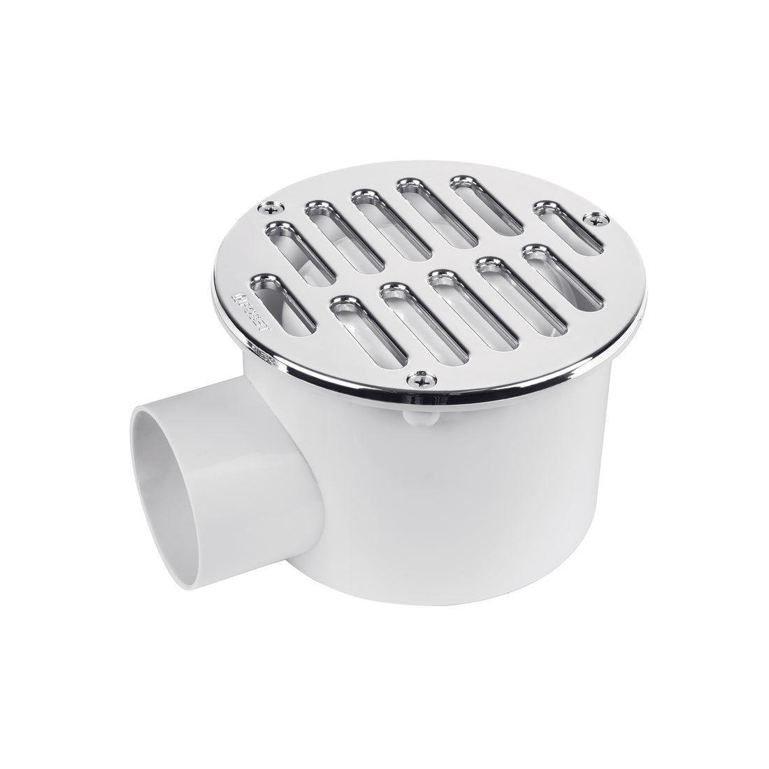 Coladera 5" salida lateral, ABS, rejilla cromada 3 tornillos