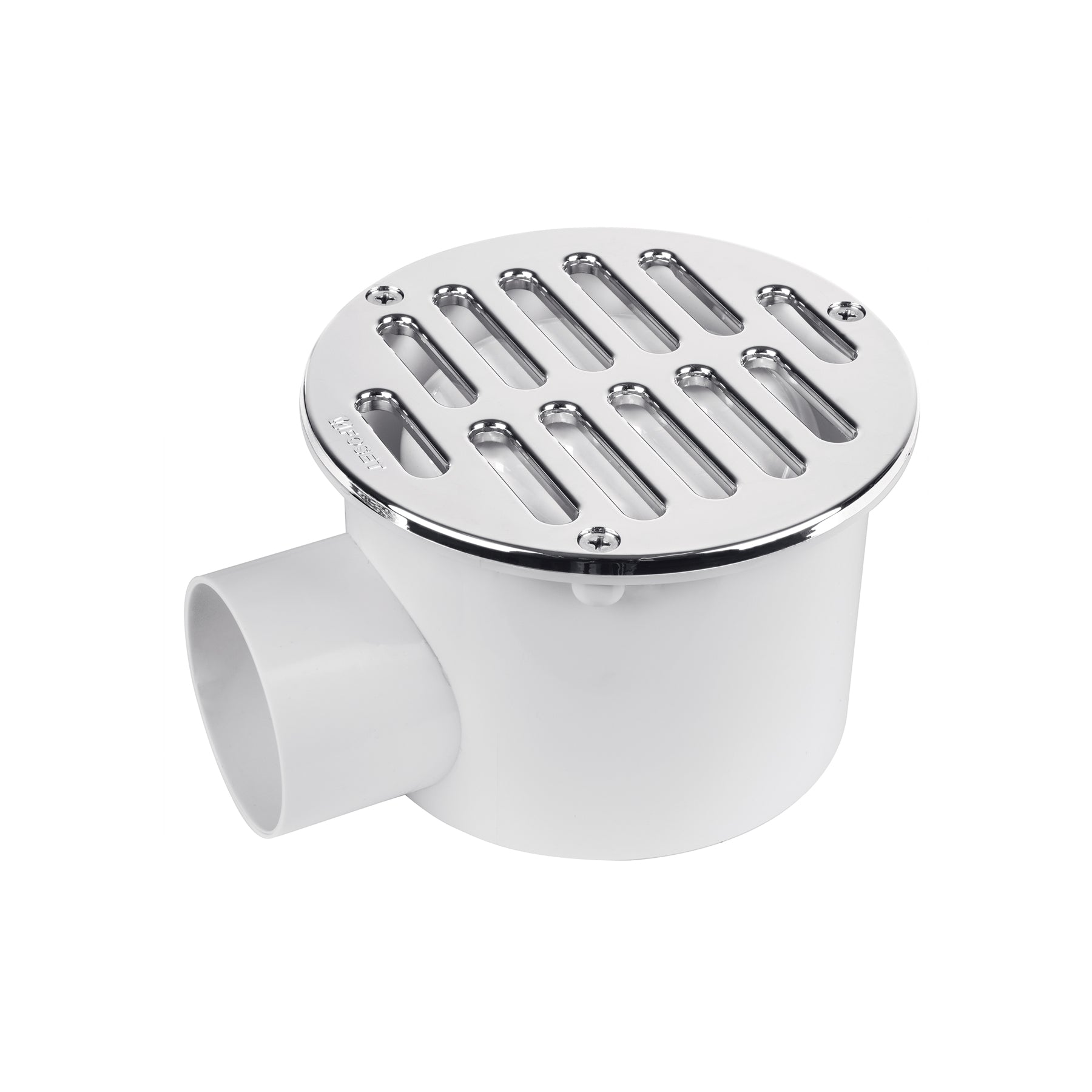 Coladera 5" salida lateral, ABS, rejilla cromada 3 tornillos