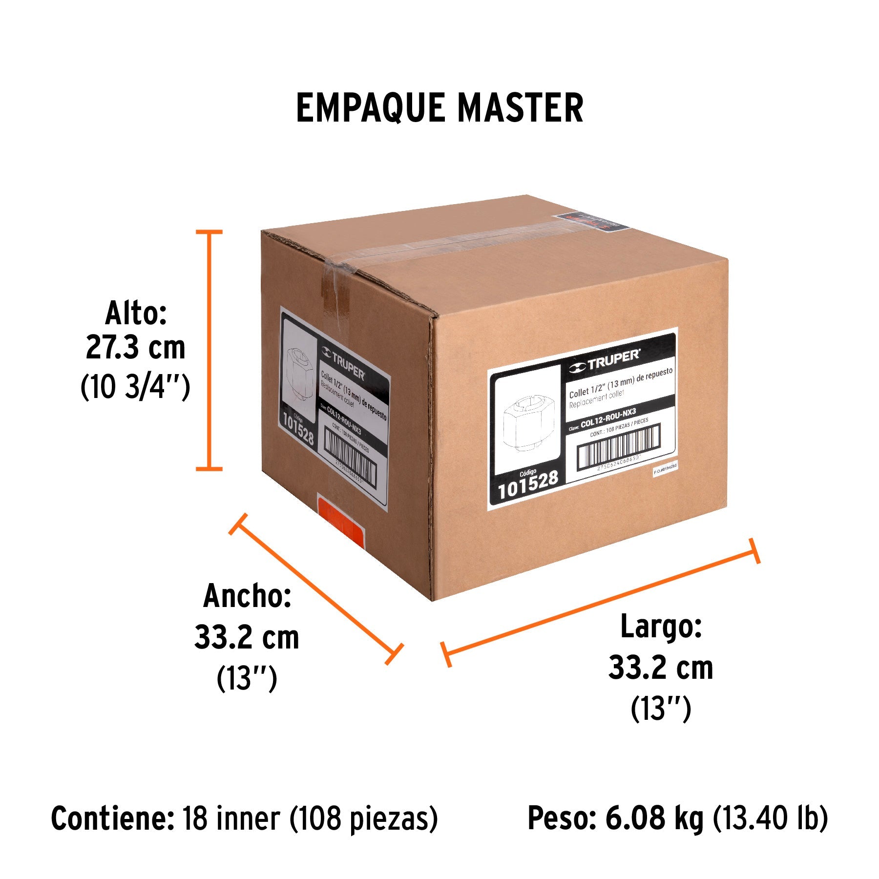 Collet de 1/2" para ROU-NX3, TRUPER - Empaque