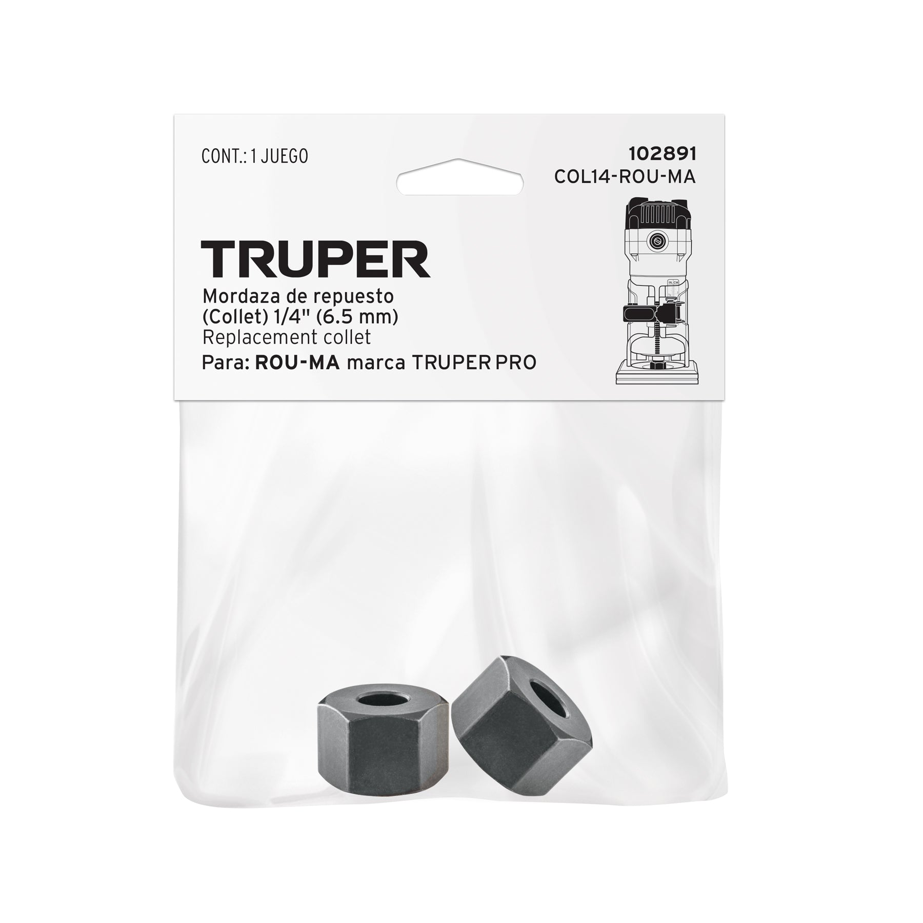 Collet de 1/4" para ROU-MA, TRUPER