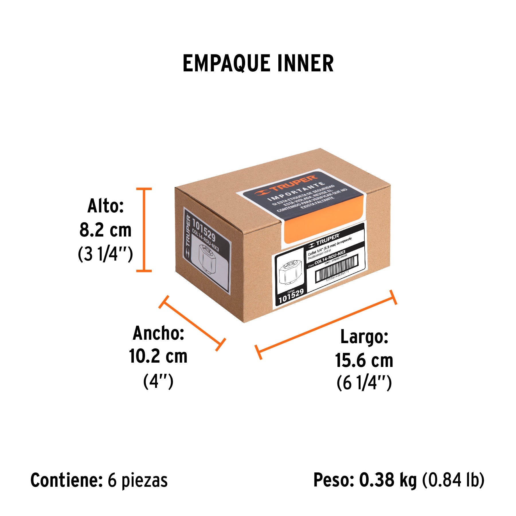 Collet de 1/4" para ROU-NX3, TRUPER - Empaque