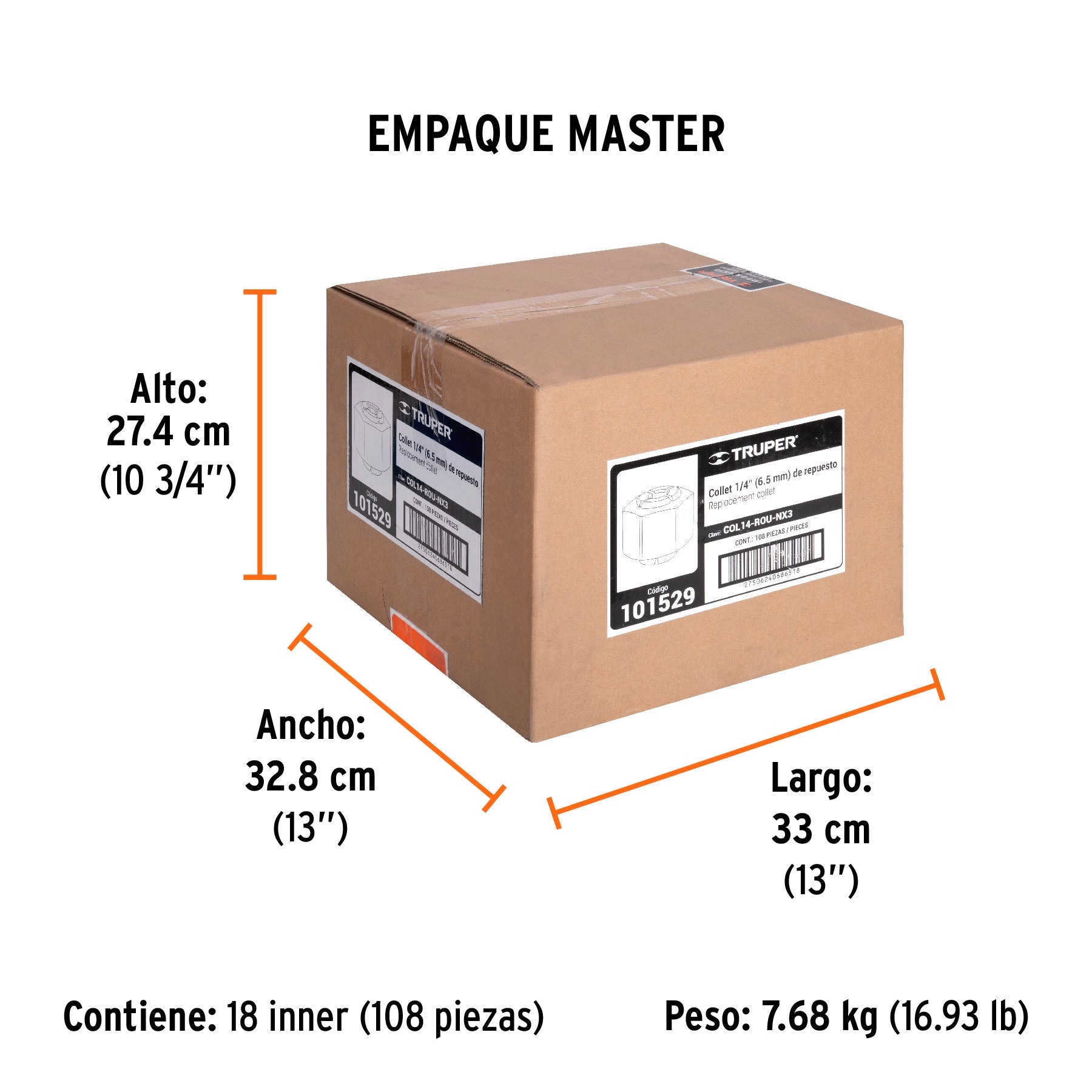 Collet de 1/4" para ROU-NX3, TRUPER - Empaque