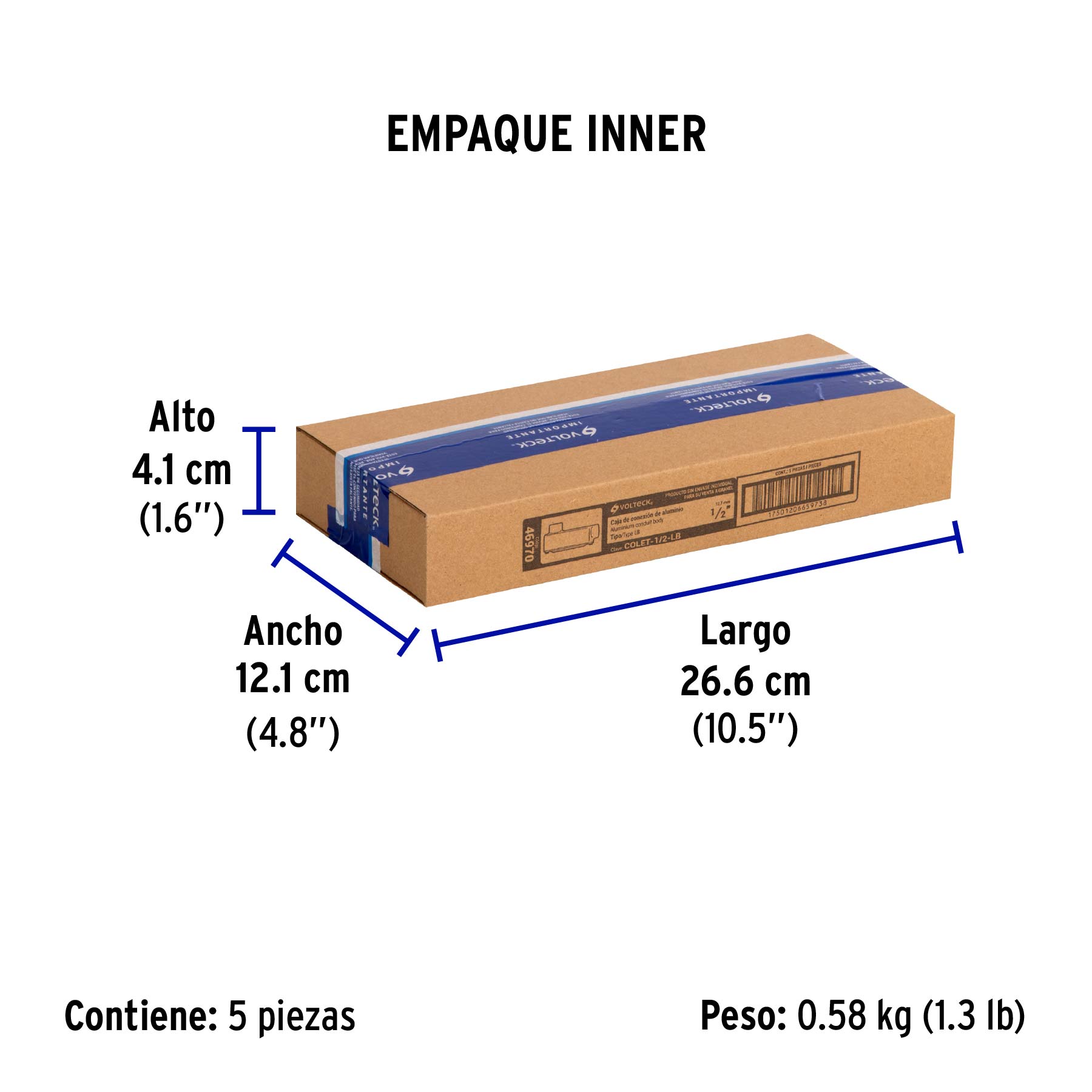 Condulet 1/2" conexión tipo LB, VOLTECK - Empaque