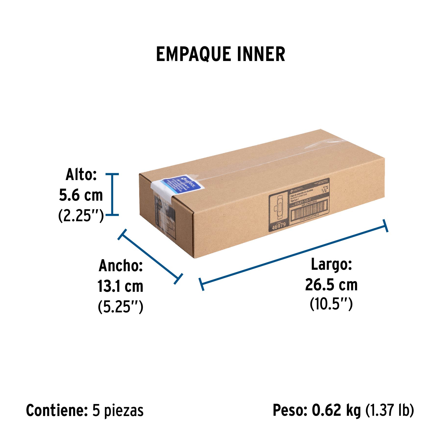 Condulet 1/2" conexión tipo T, VOLTECK - Empaque